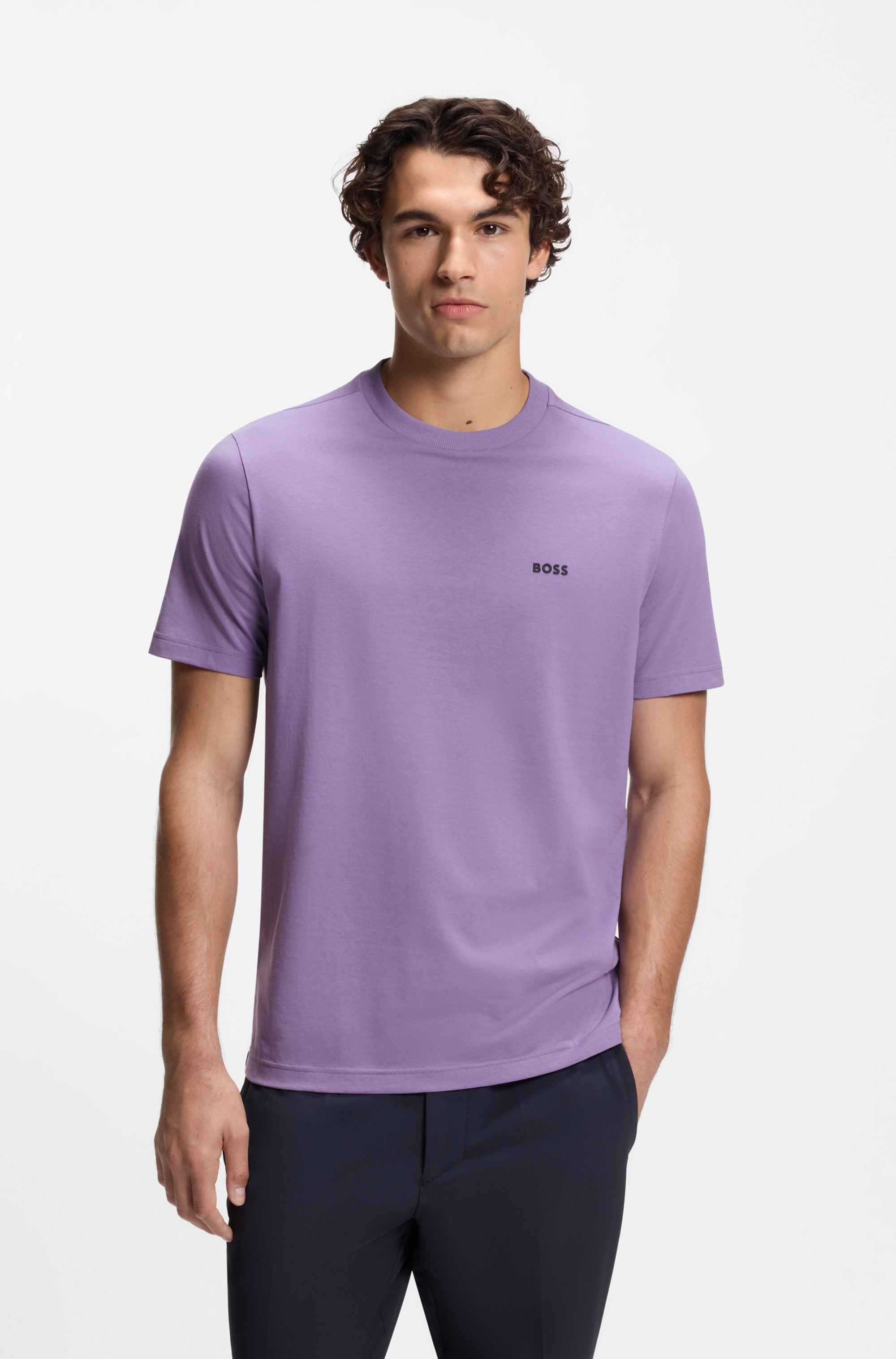 Stretch-cotton T-shirt with logo detail