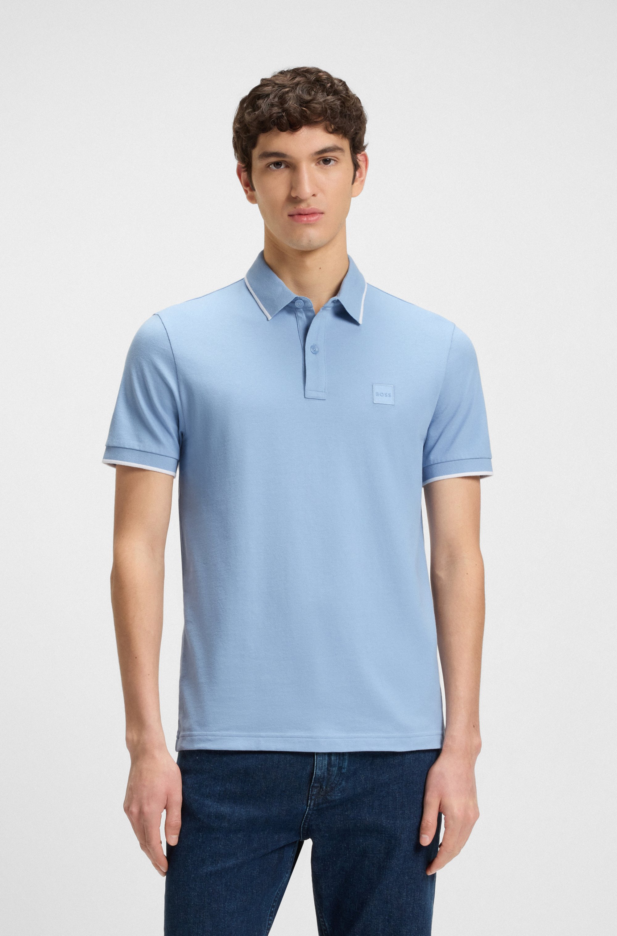 Slim-fit polo shirt in stretch-cotton piqué