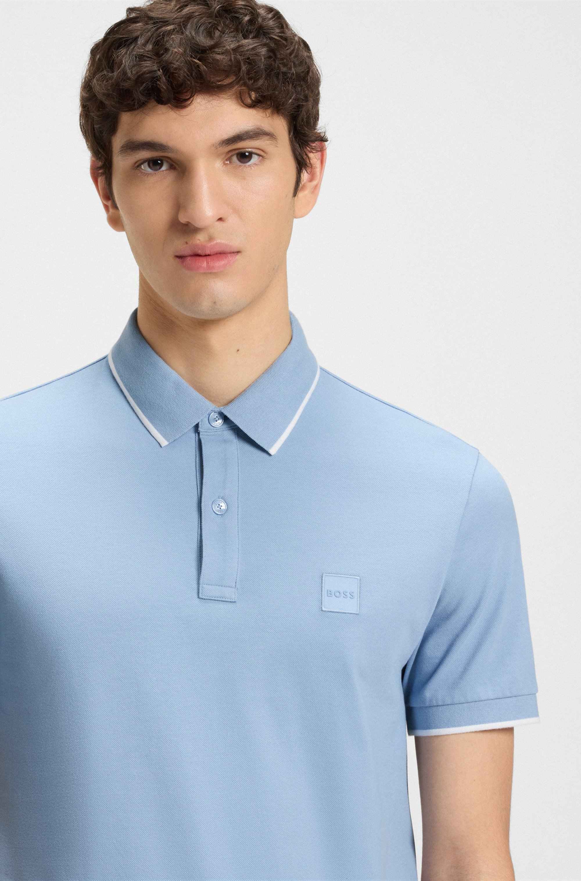 Slim-fit polo shirt in stretch-cotton piqué