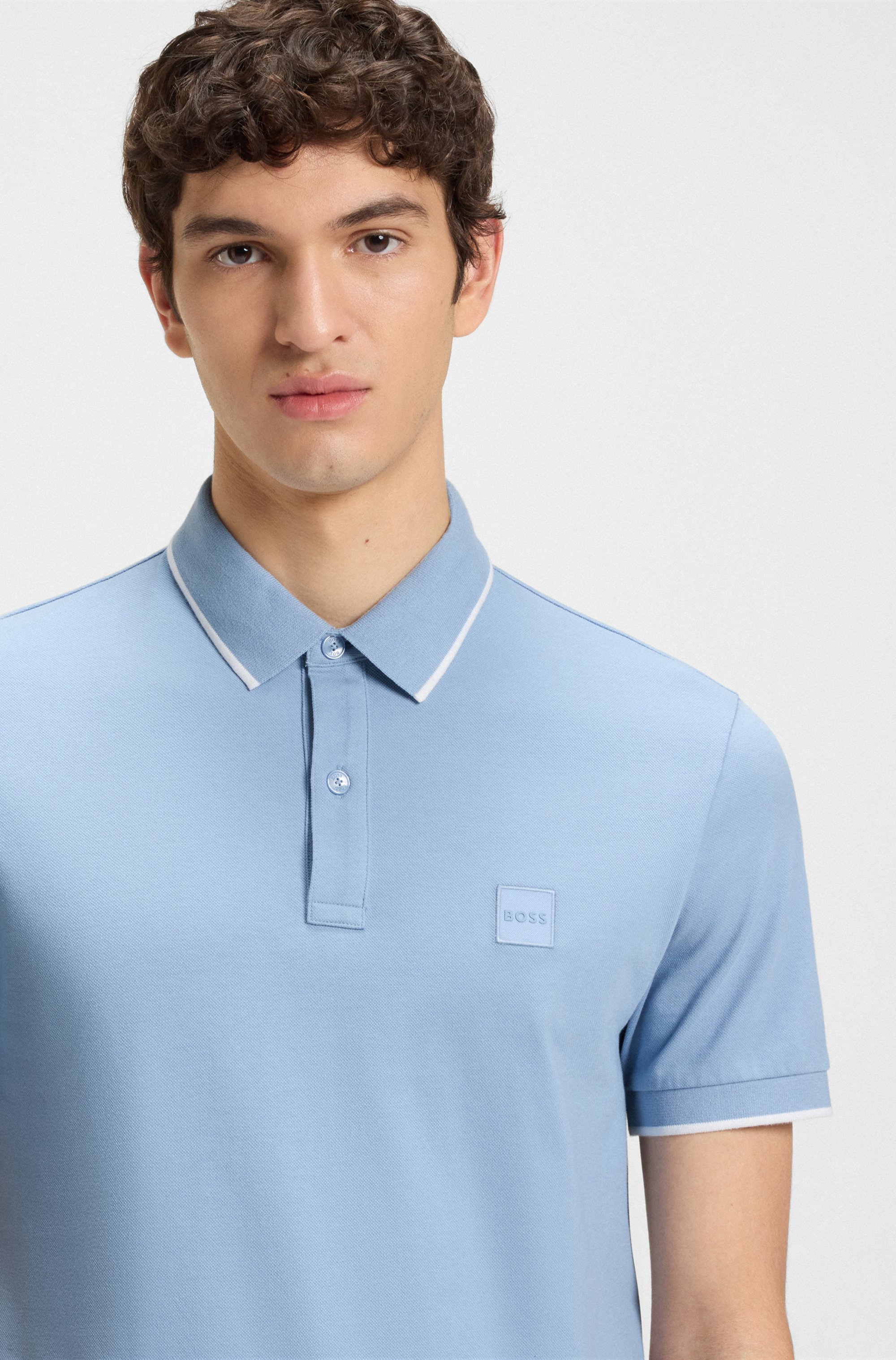 Slim-fit polo shirt in stretch-cotton piqué
