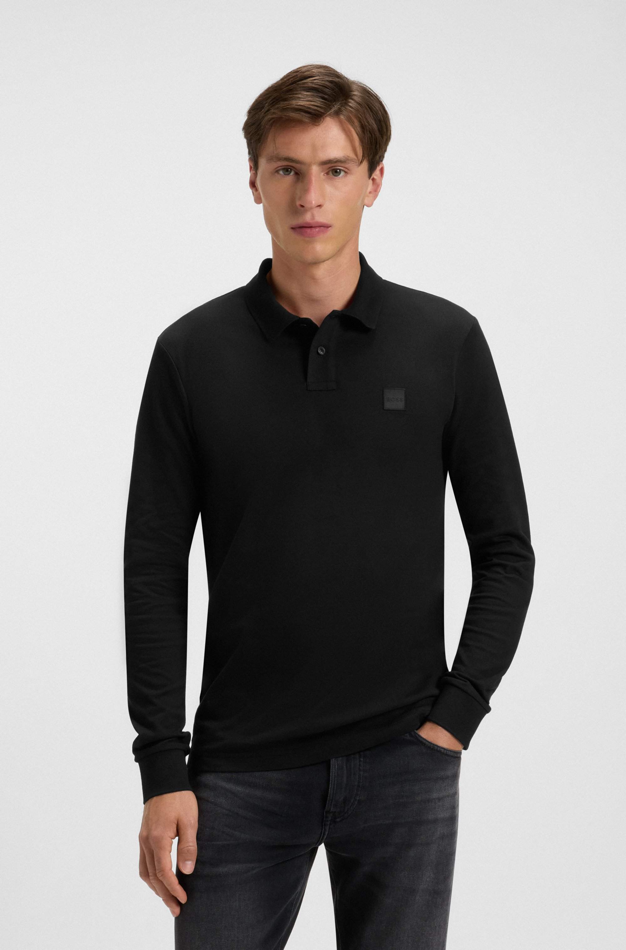 Slim-fit polo shirt in stretch-cotton piqué