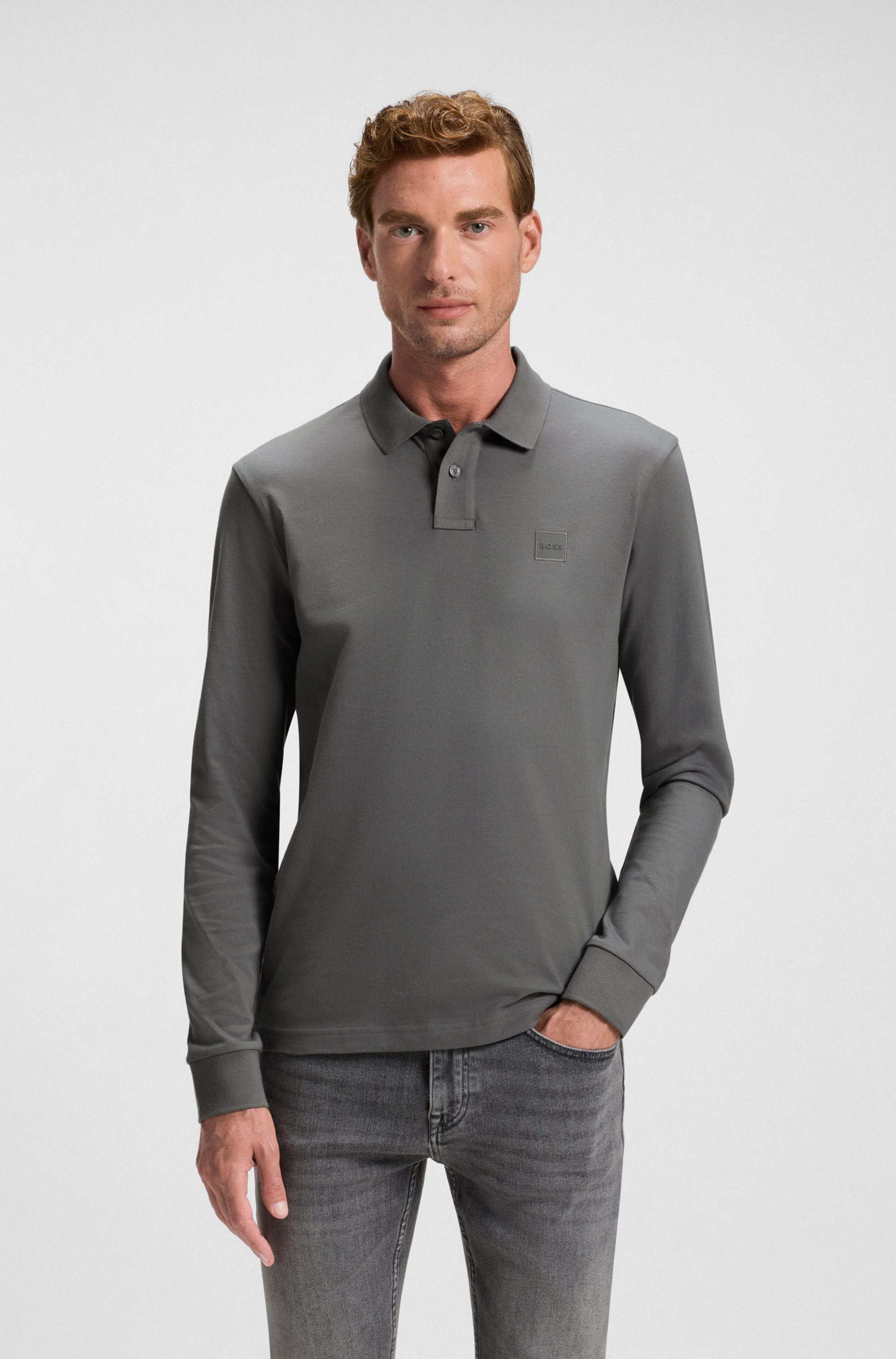 Slim-fit polo shirt in stretch-cotton piqué
