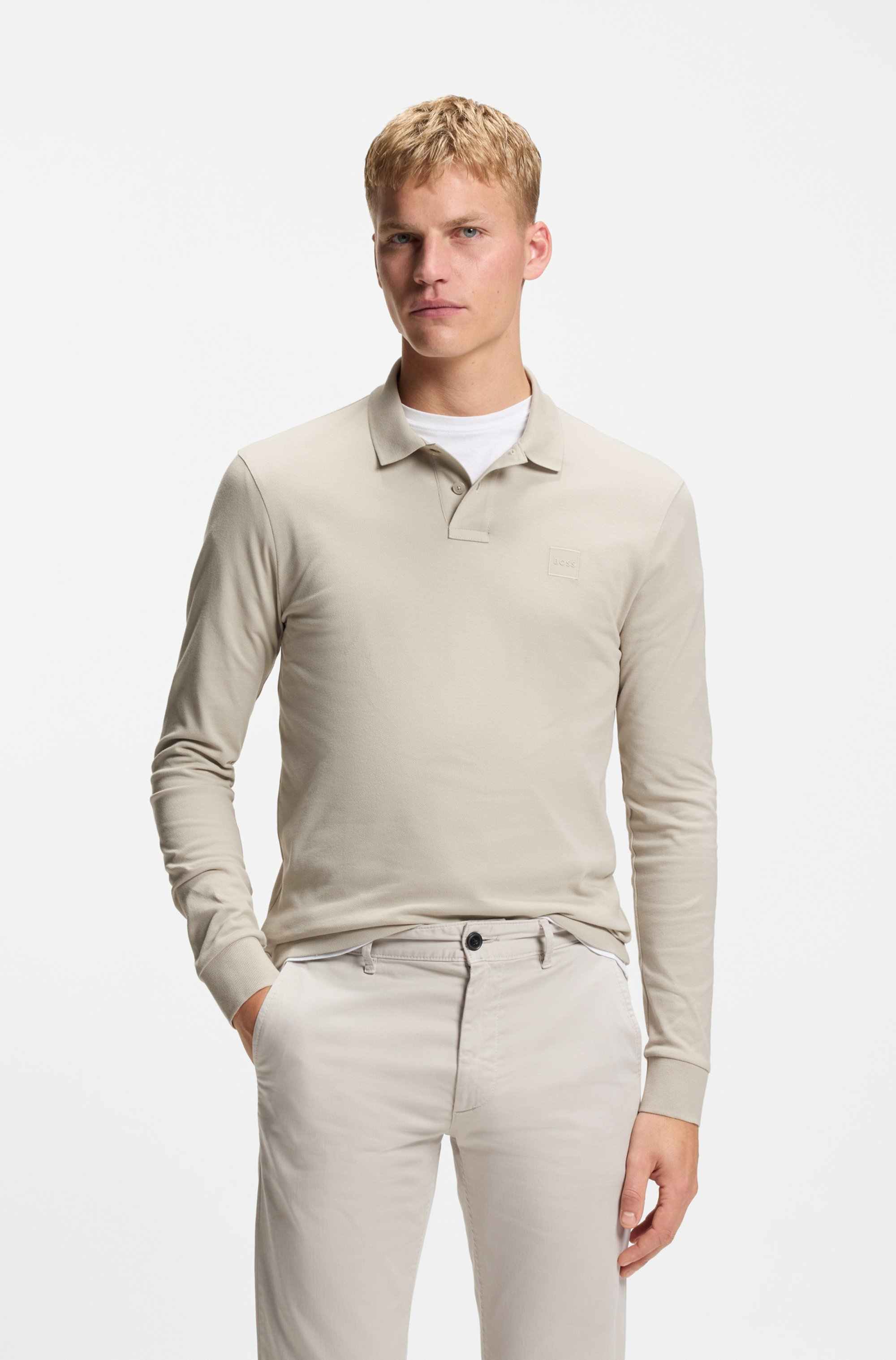 Slim-fit polo shirt in stretch-cotton piqué