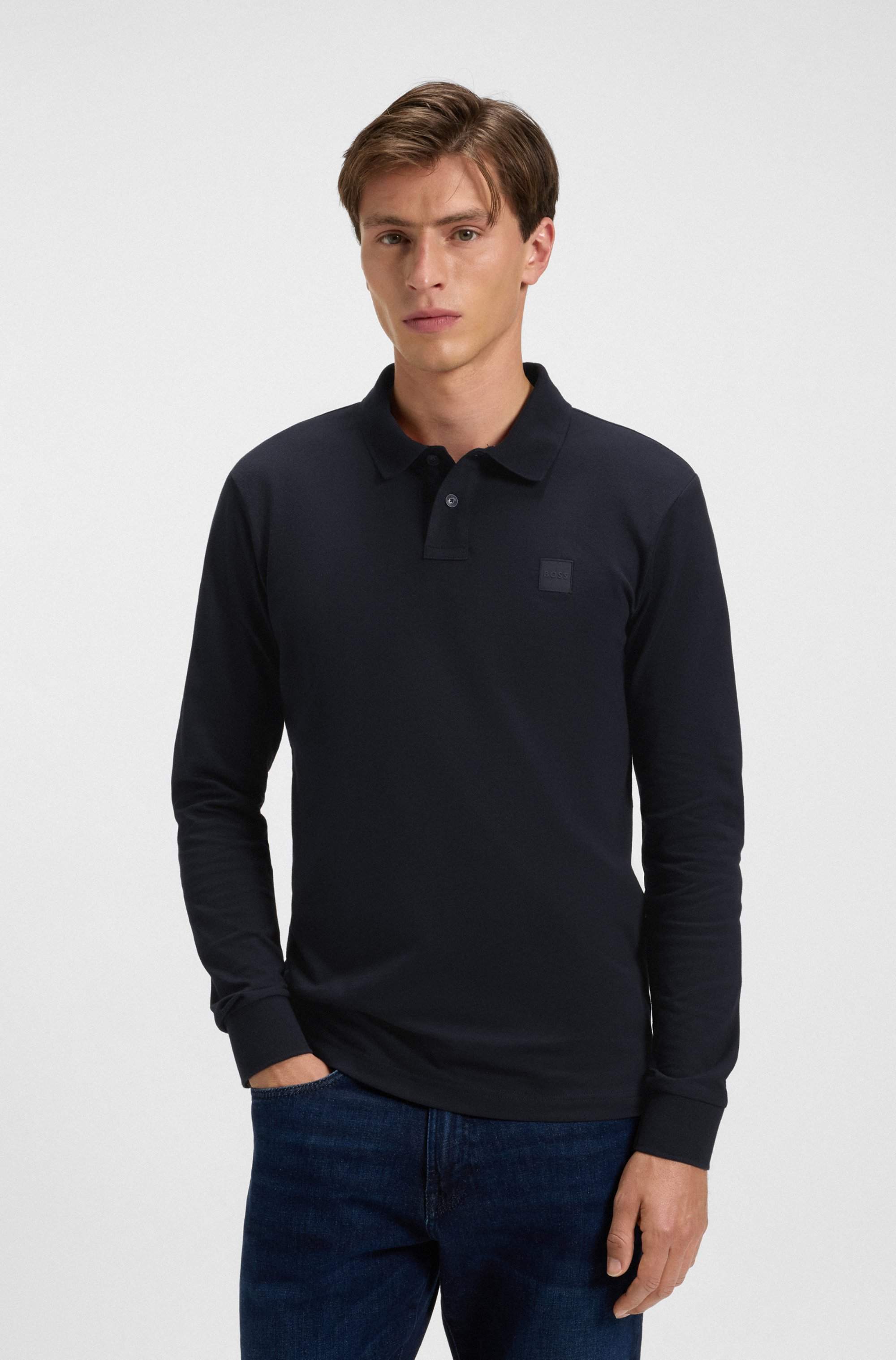 Slim-fit polo shirt in stretch-cotton piqué