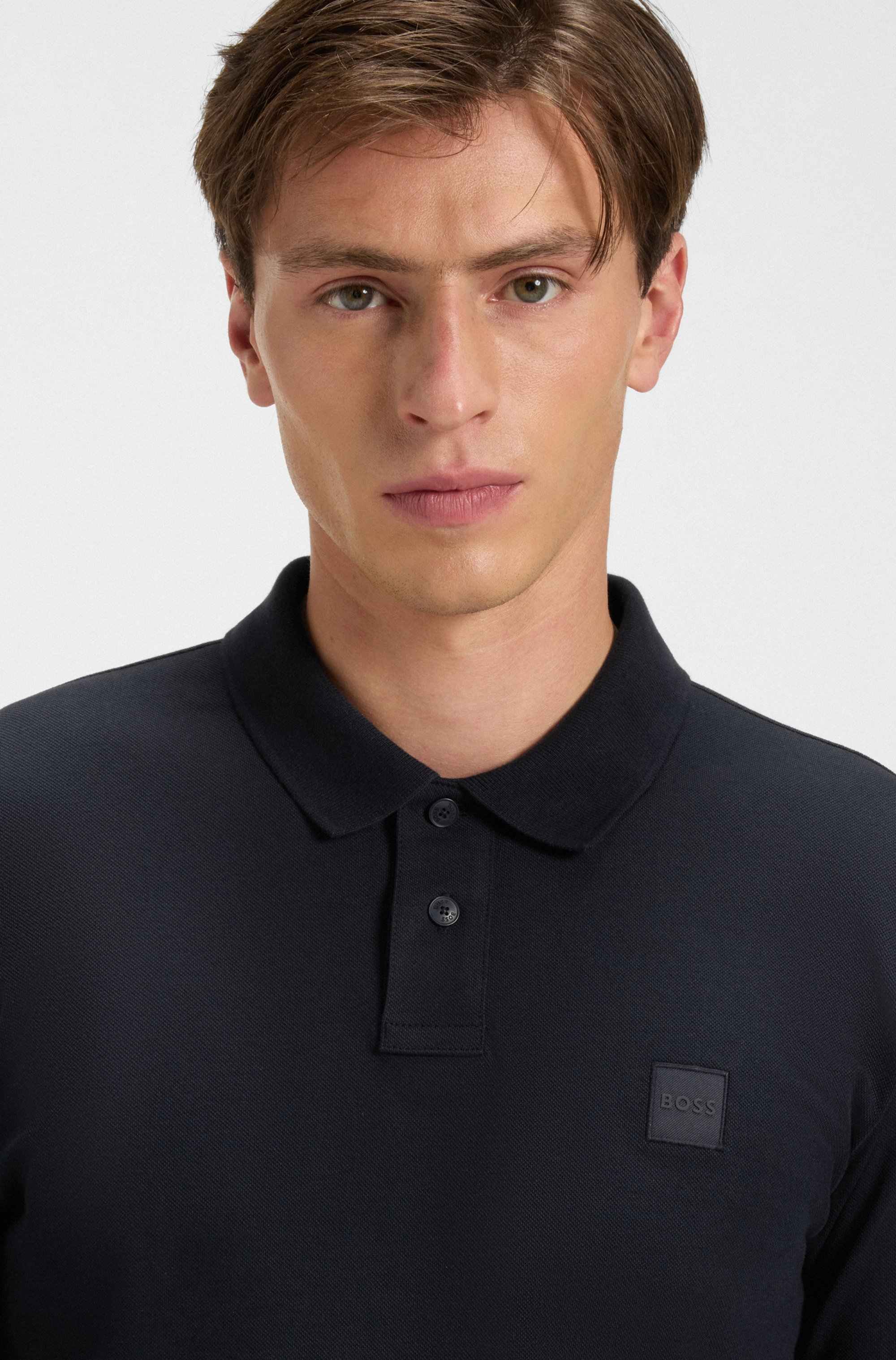 Slim-fit polo shirt in stretch-cotton piqué