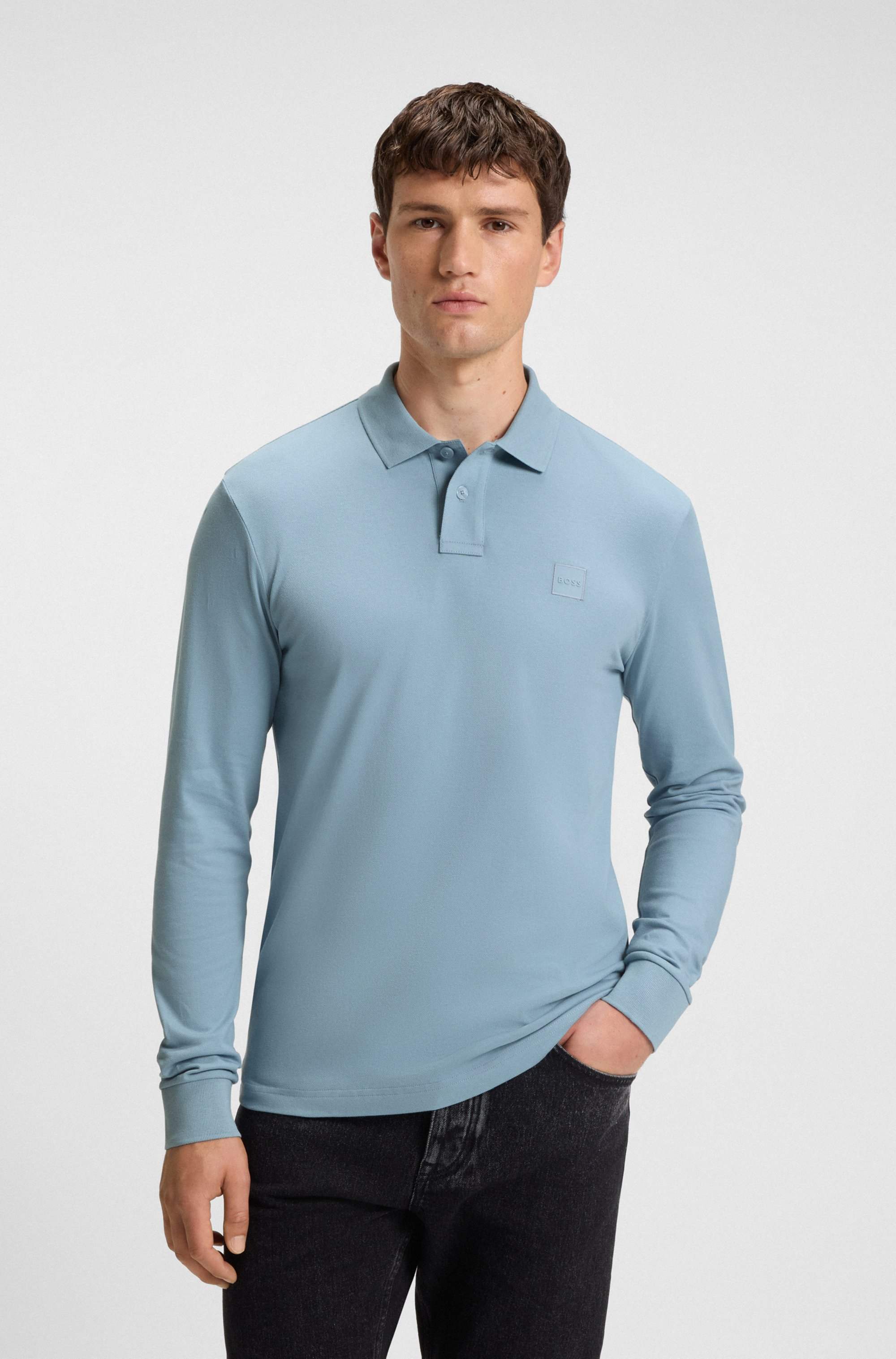 Slim-fit polo shirt in stretch-cotton piqué