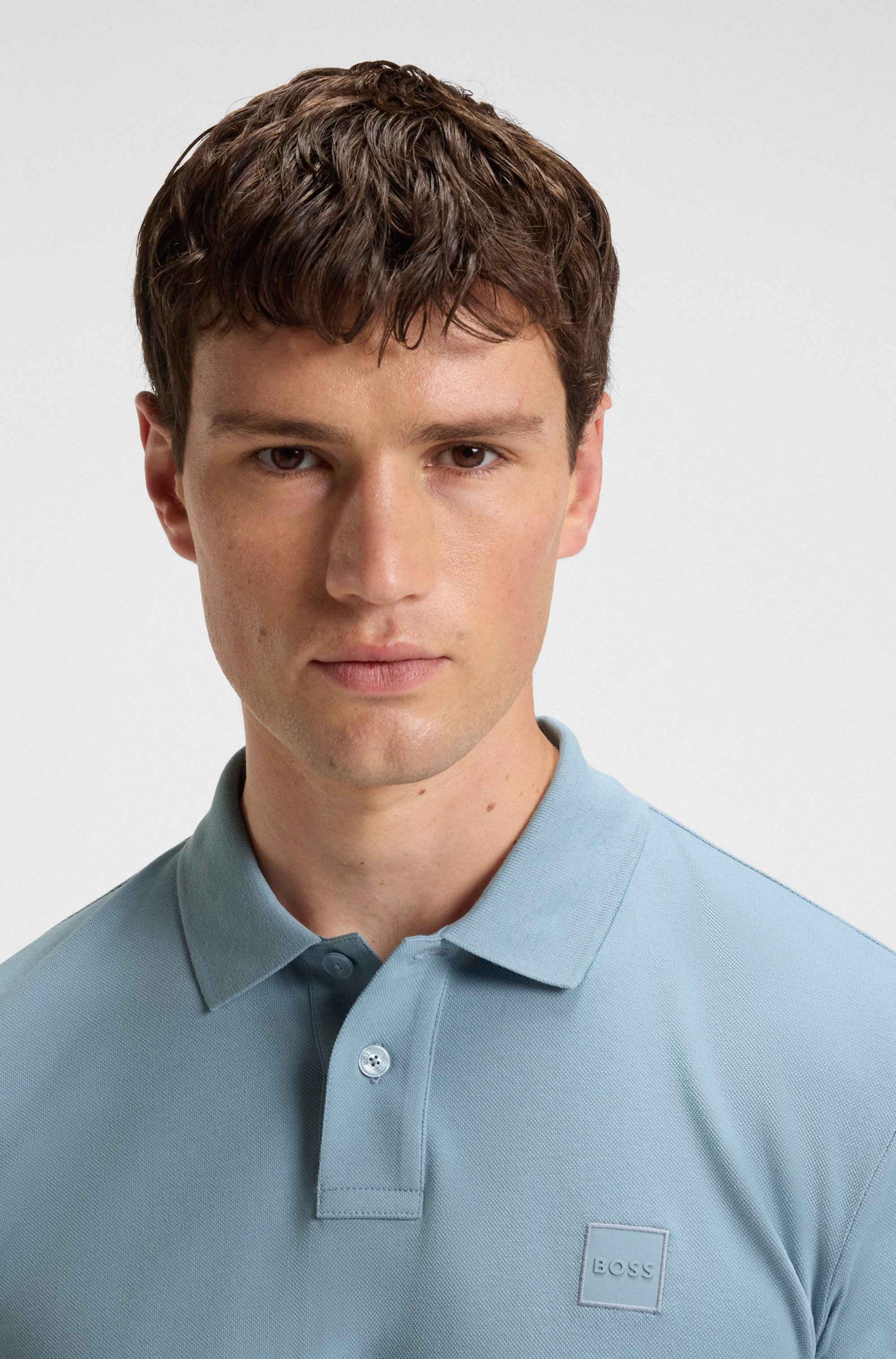 Slim-fit polo shirt in stretch-cotton piqué