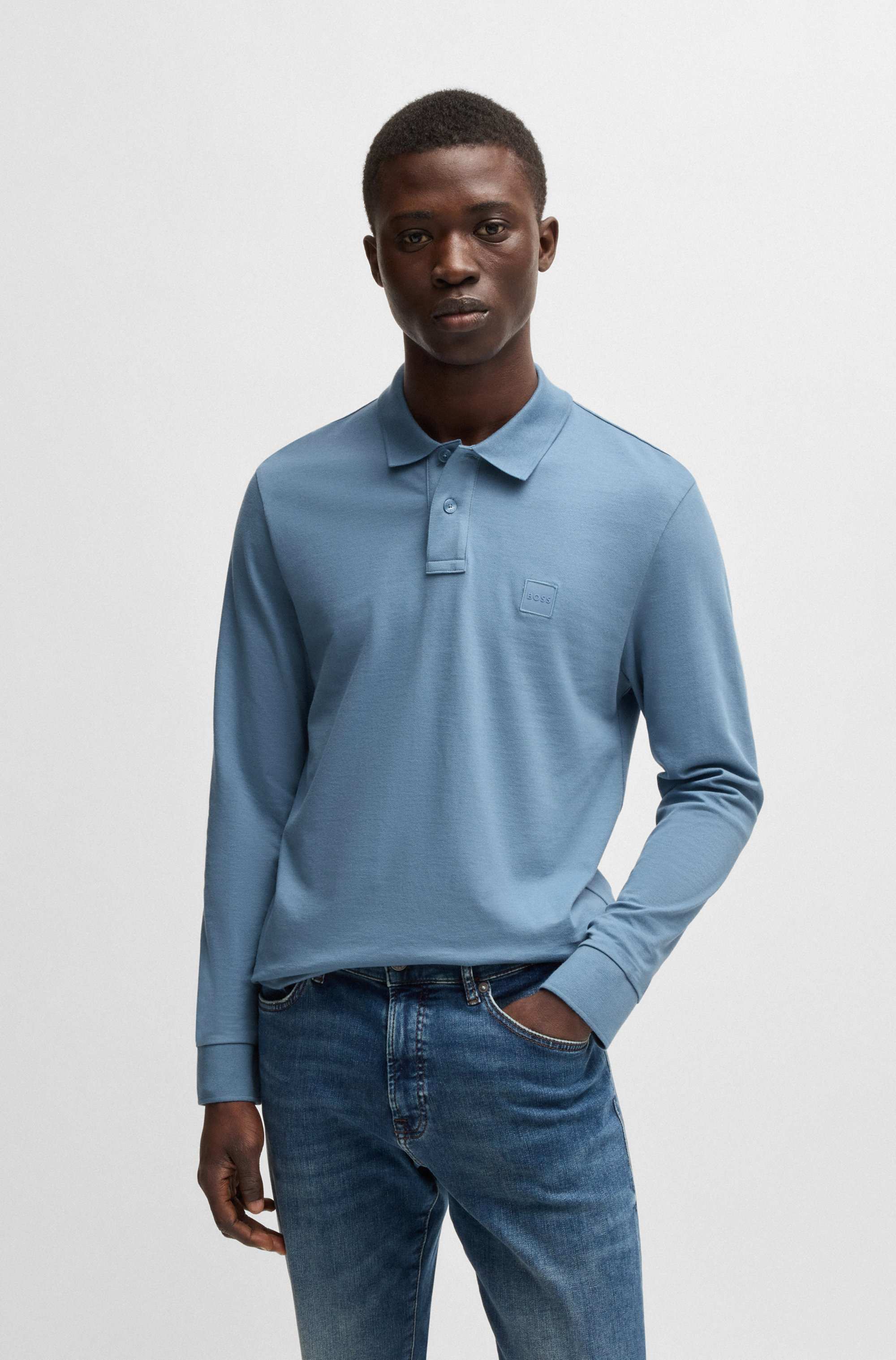 Slim-fit polo shirt in stretch-cotton piqué
