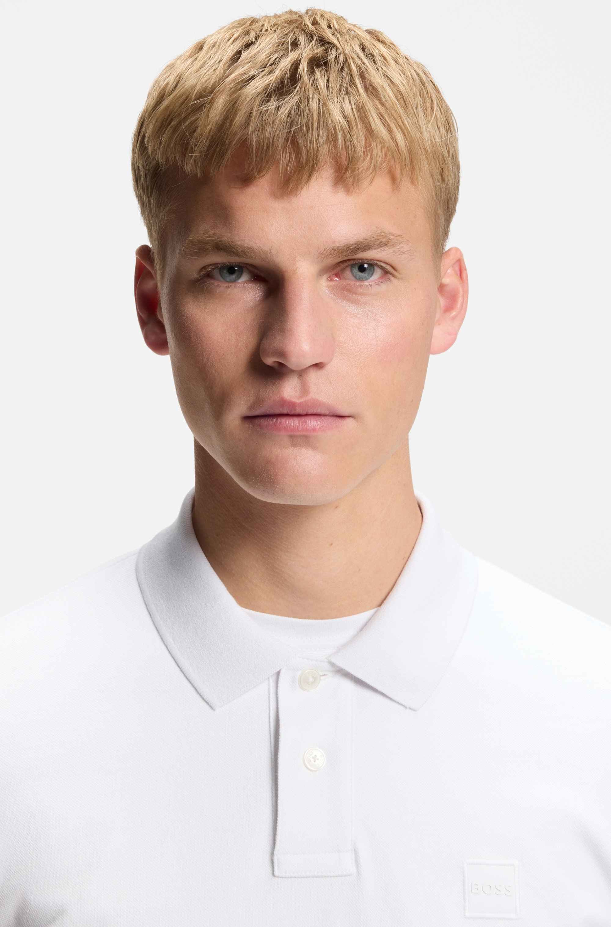 Stretch-cotton slim-fit polo shirt with logo patch