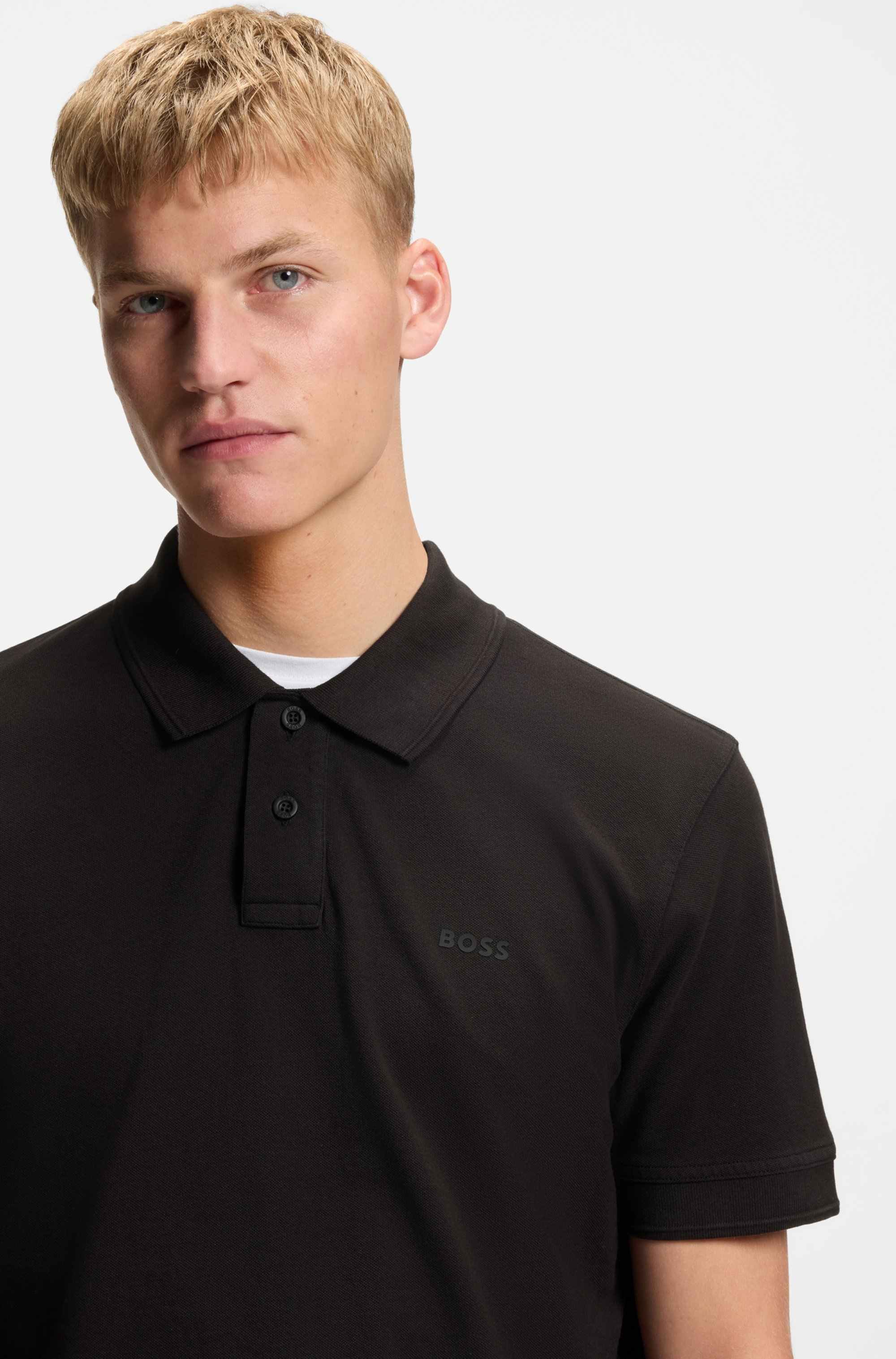 Cotton-piqué polo shirt with logo print