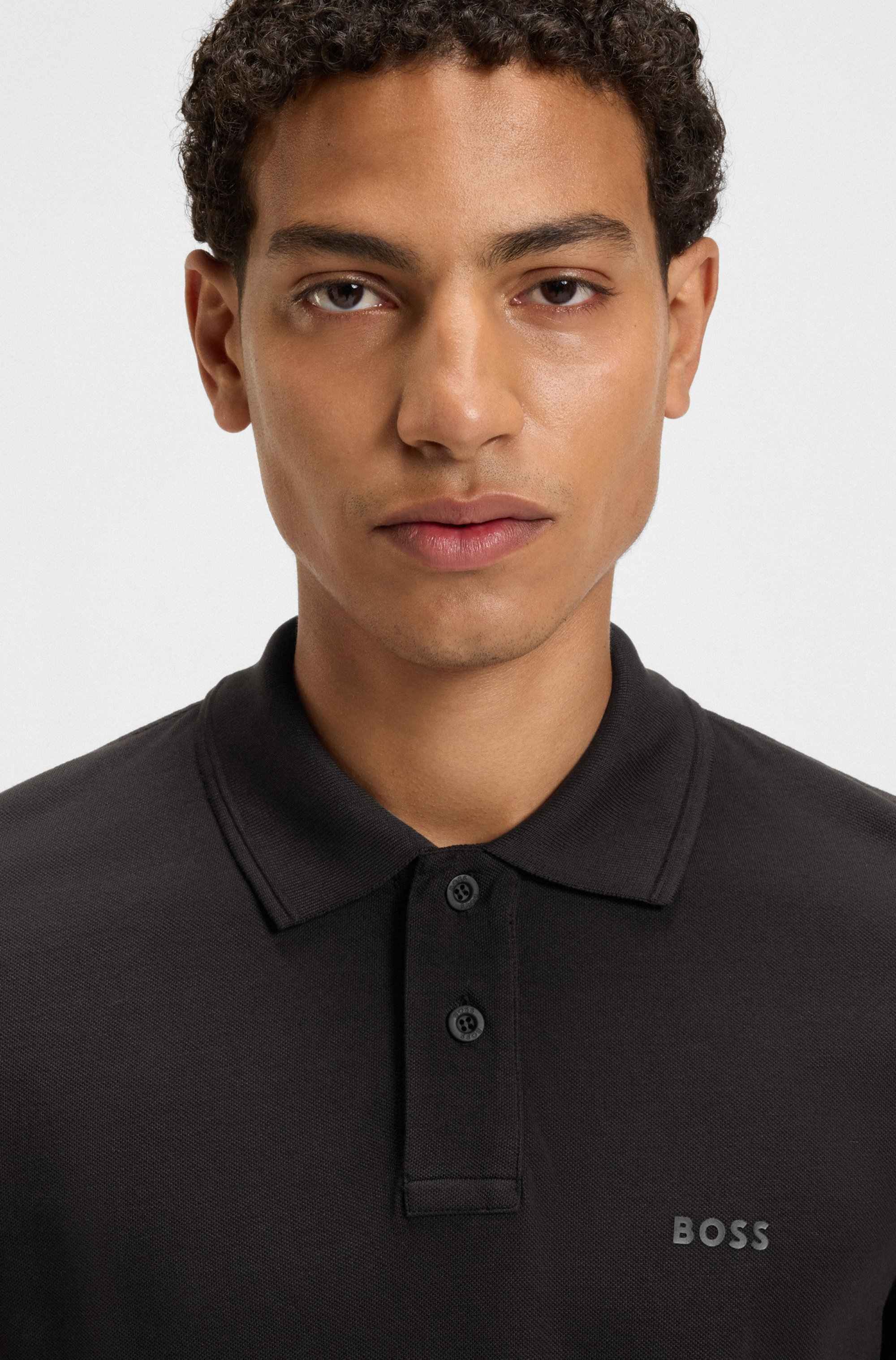 Cotton-piqué polo shirt with logo print
