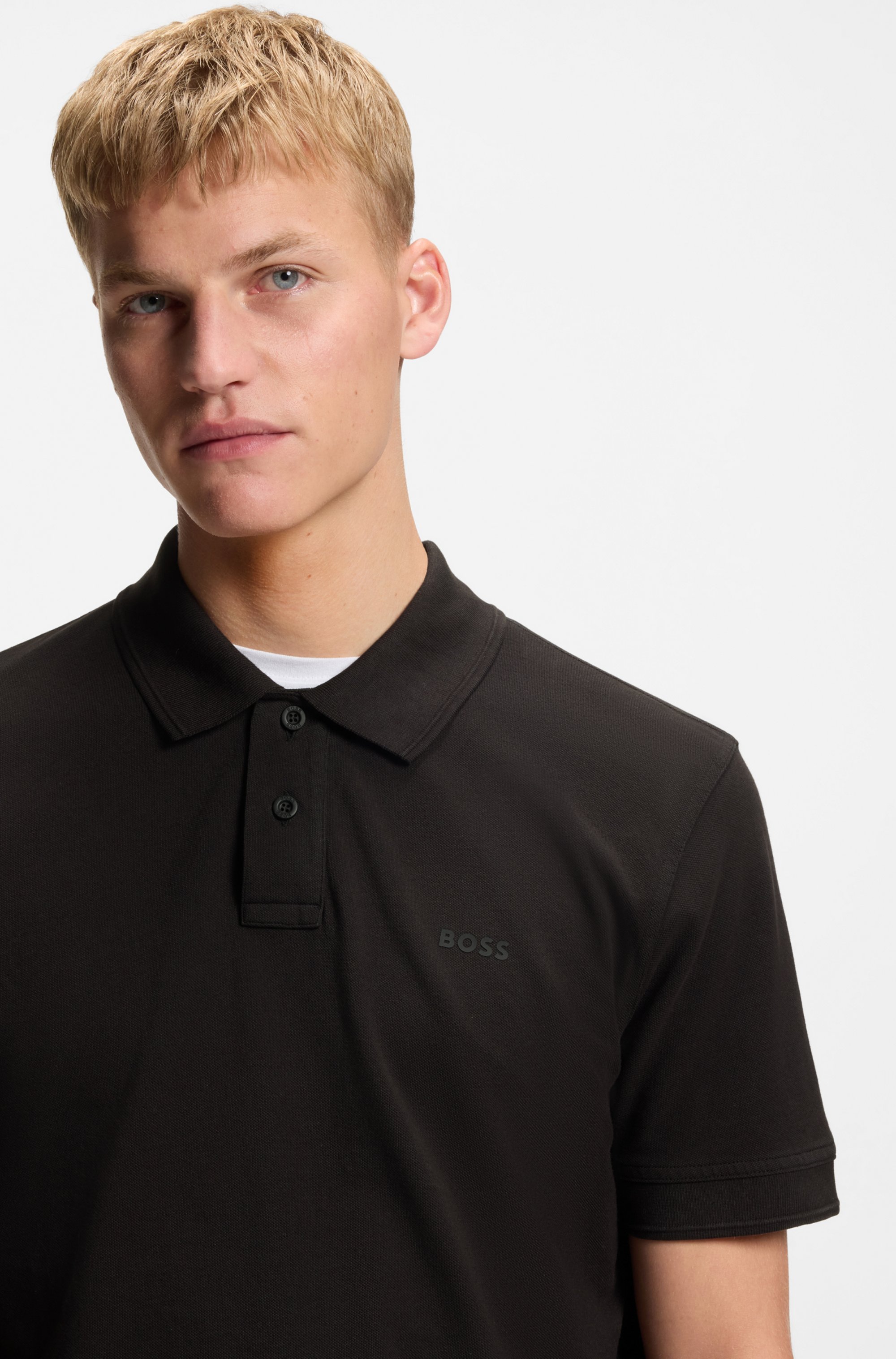 Cotton-piqué polo shirt with logo print