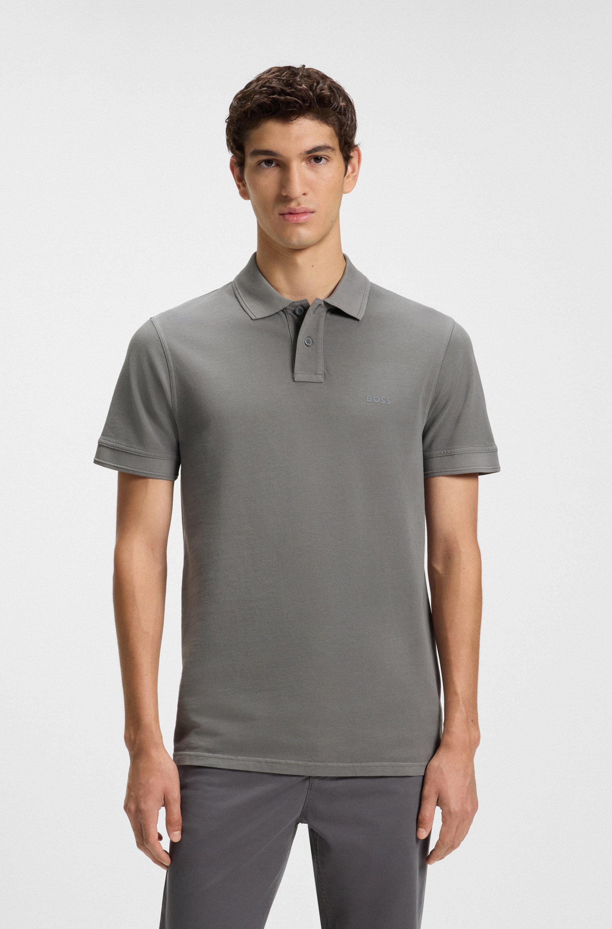 Cotton-piqué polo shirt with logo print