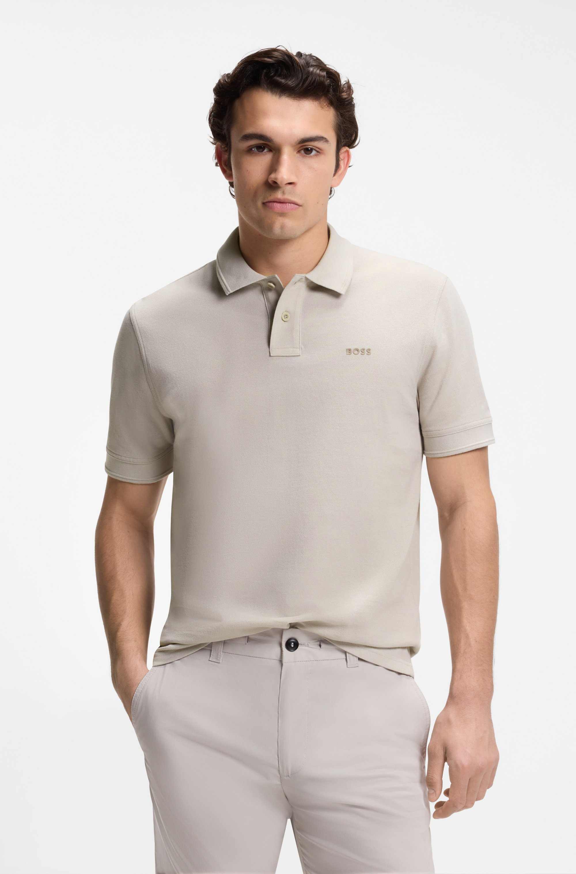 Cotton-piqué polo shirt with logo print