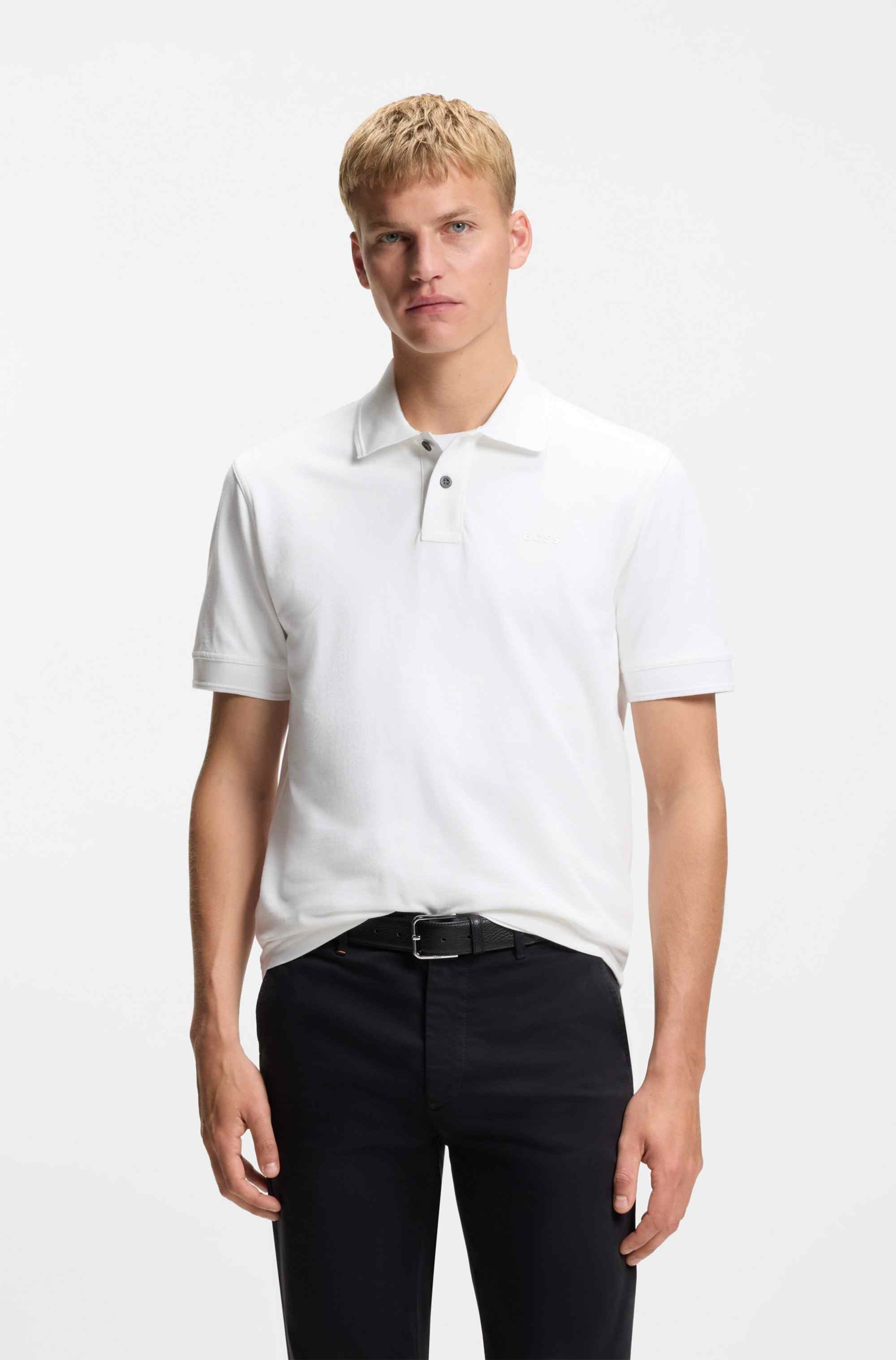 Cotton-piqué polo shirt with logo print