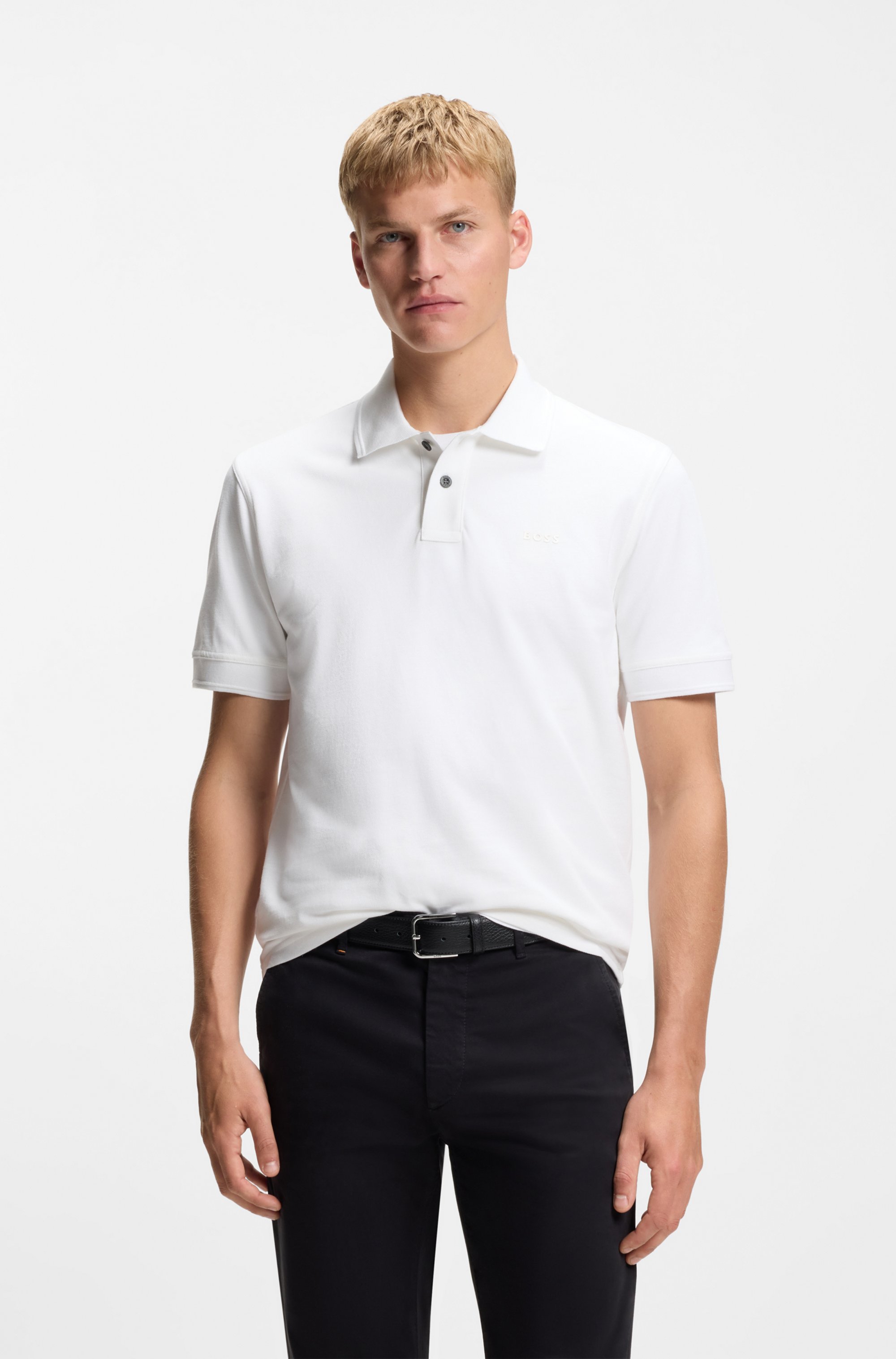 Cotton-piqué polo shirt with logo print
