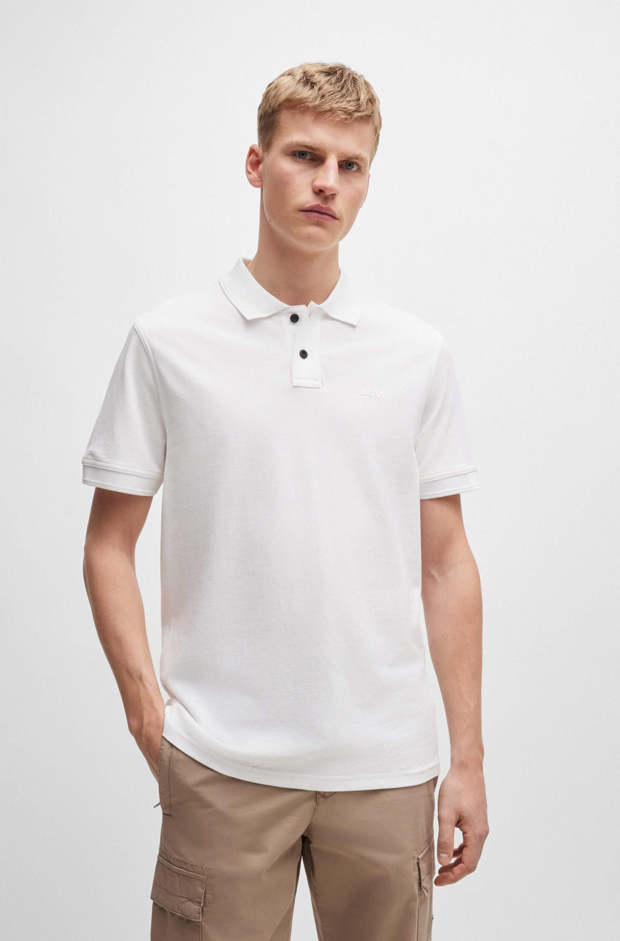 Cotton-piqué polo shirt with logo print