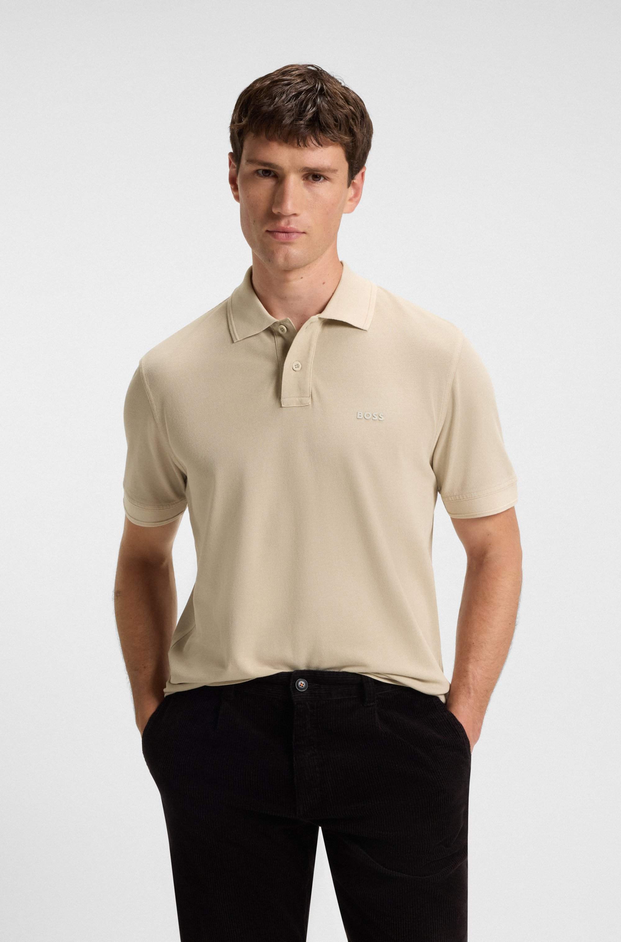 Cotton-piqué polo shirt with logo print
