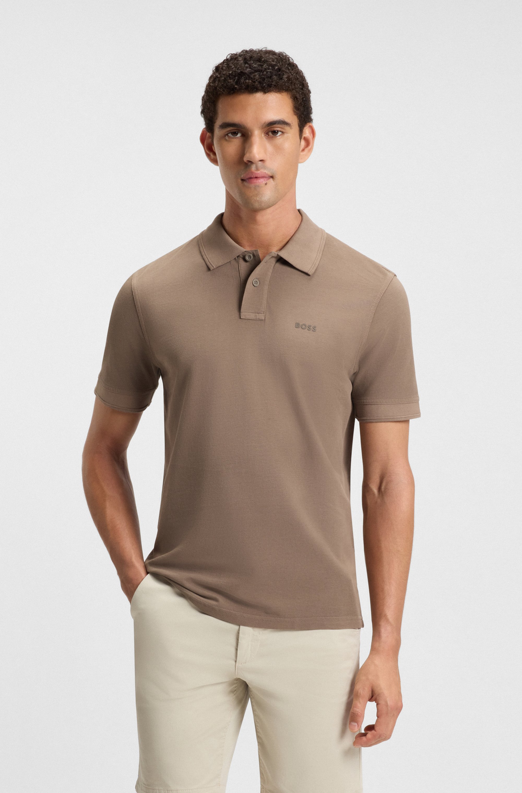 Cotton-piqué polo shirt with logo print