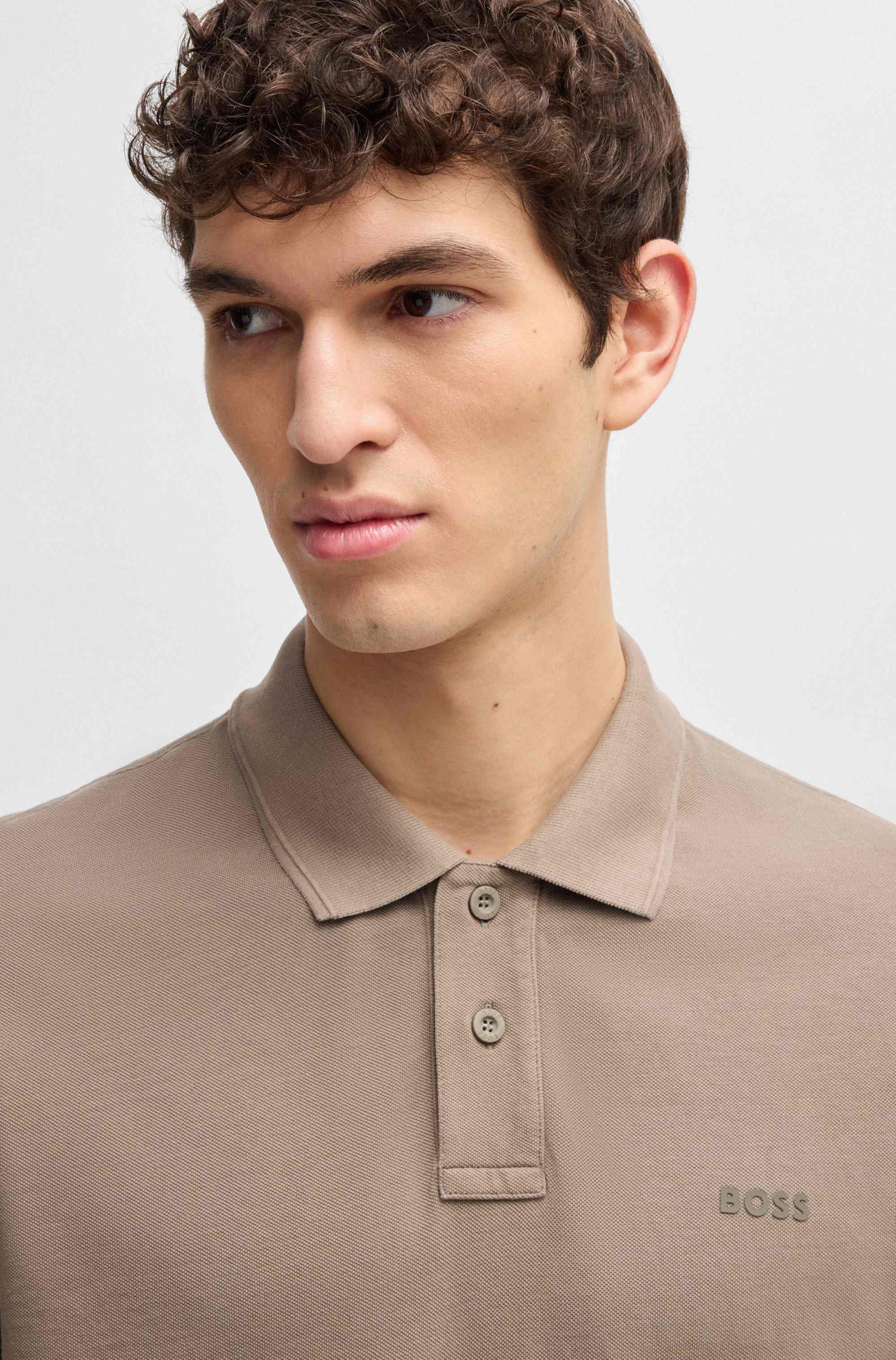 Cotton-piqué polo shirt with logo print