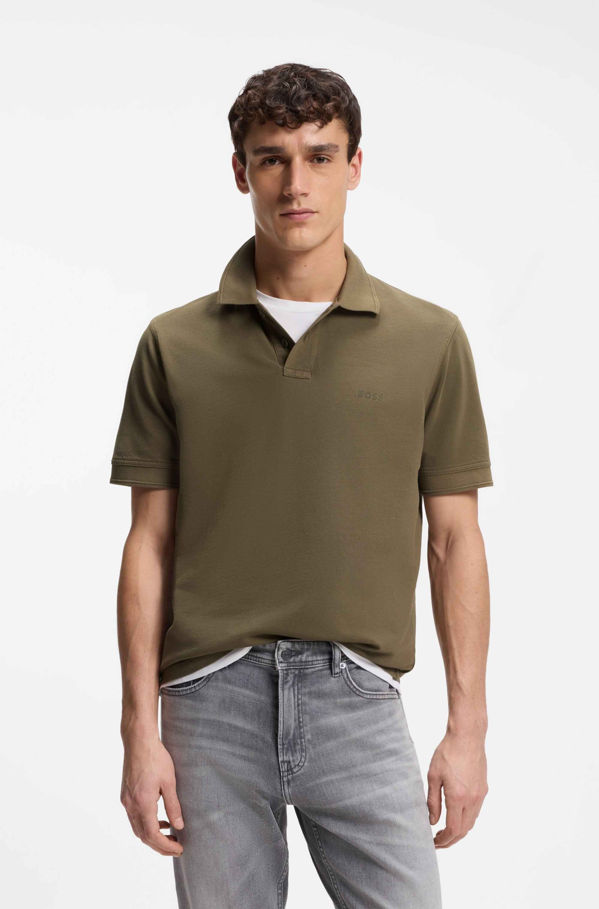 Cotton-piqué polo shirt with logo print