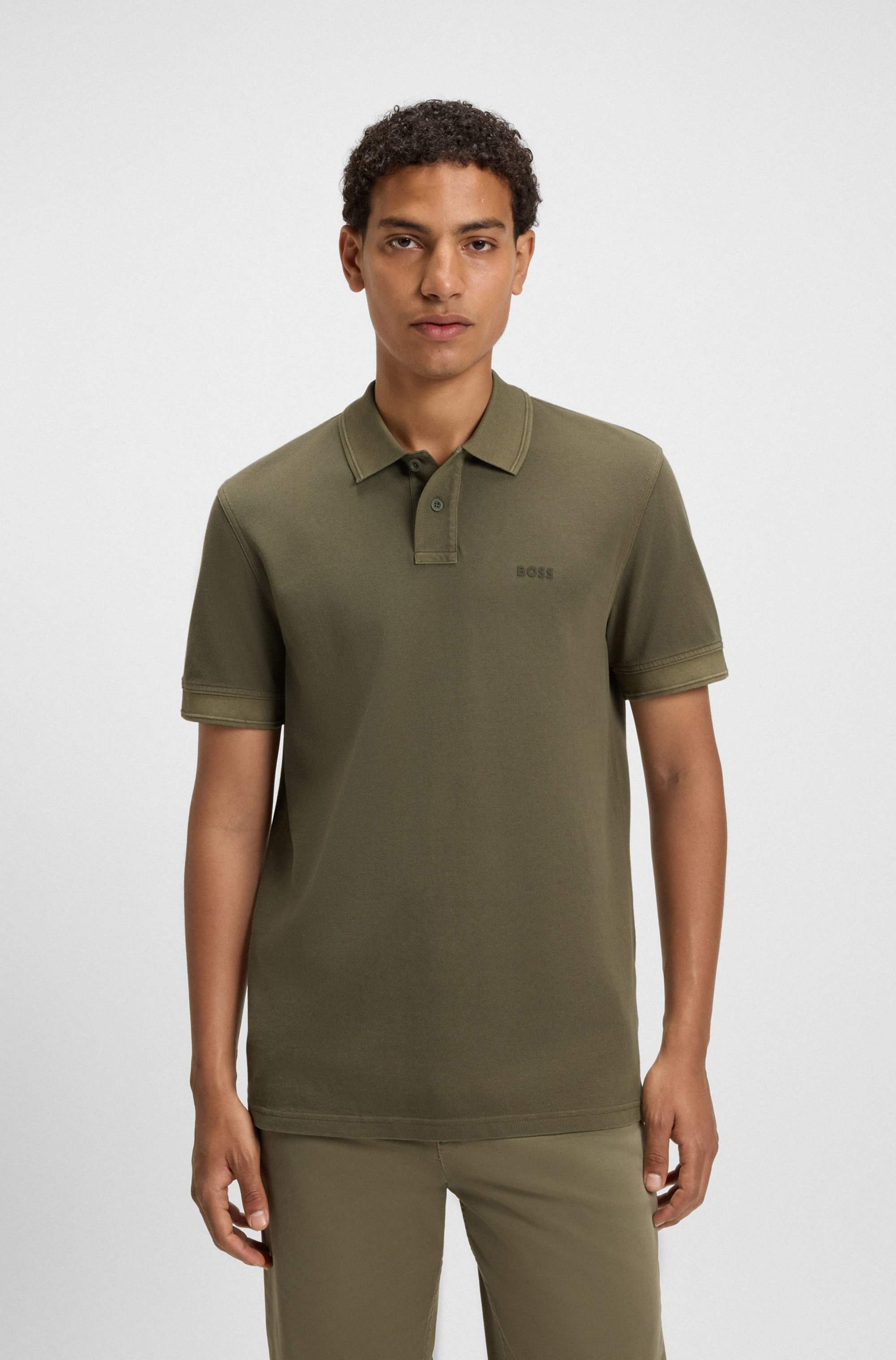 Cotton-piqué polo shirt with logo print