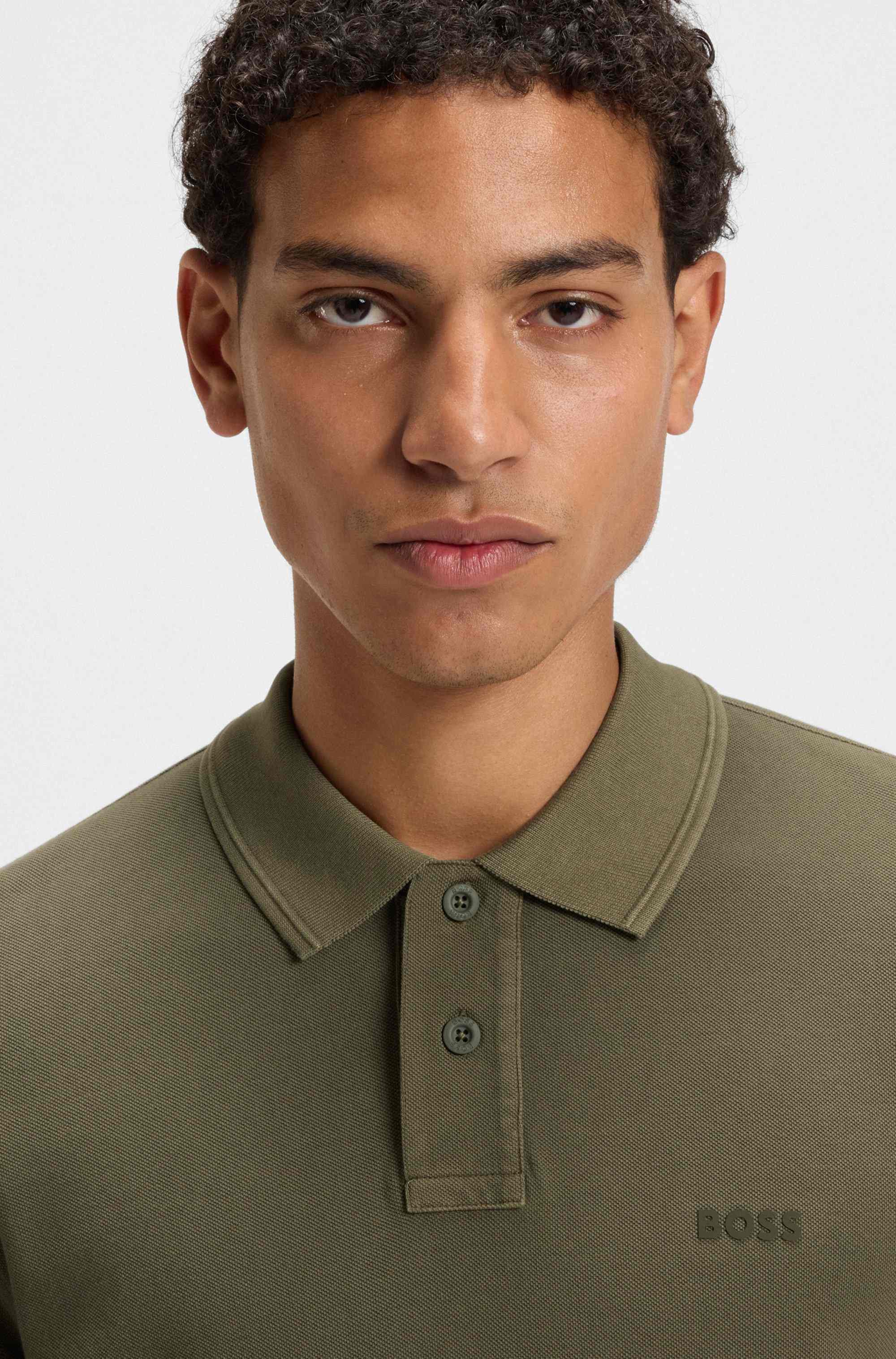 Cotton-piqué polo shirt with logo print