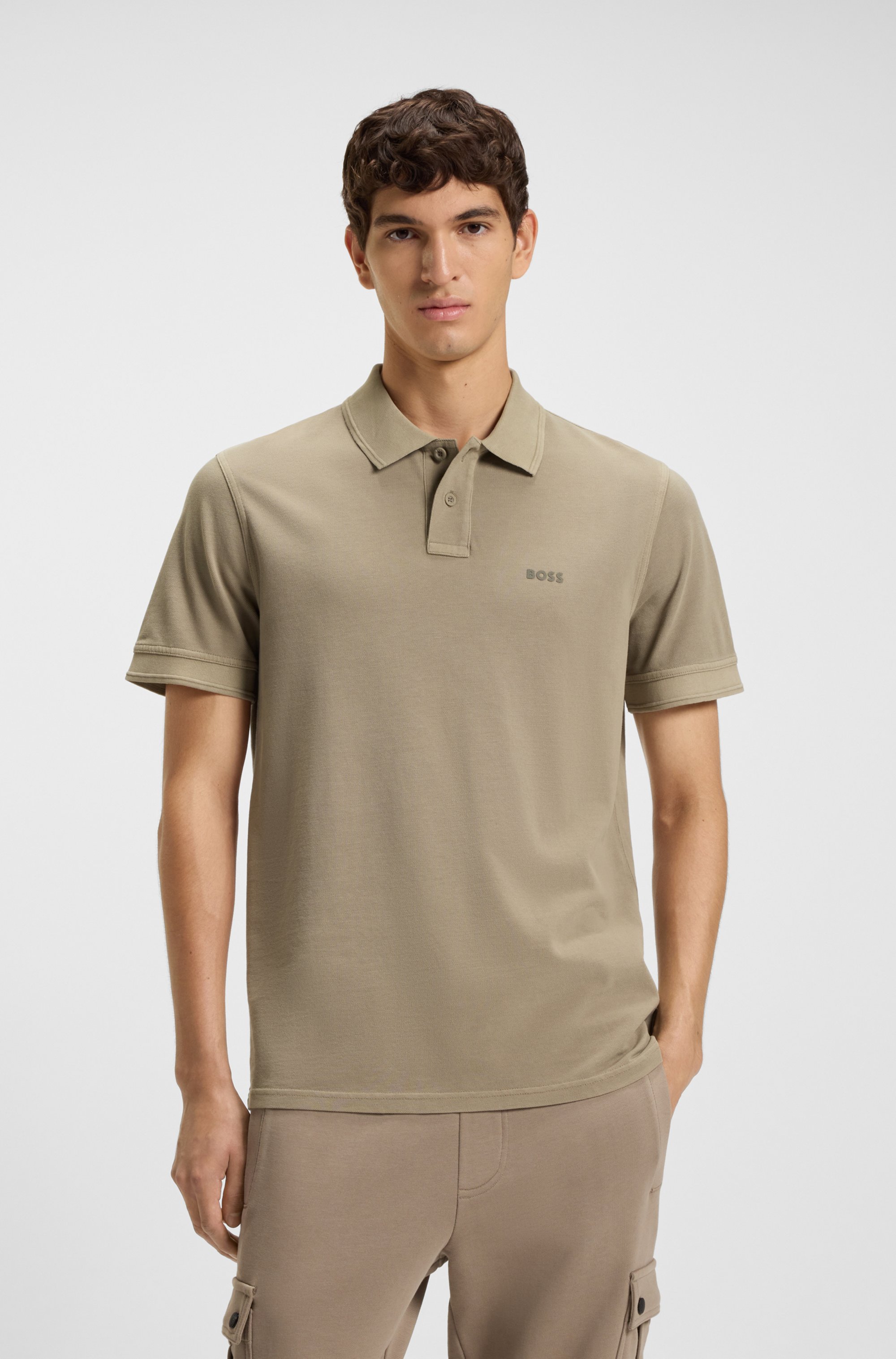 Cotton-piqué polo shirt with logo print
