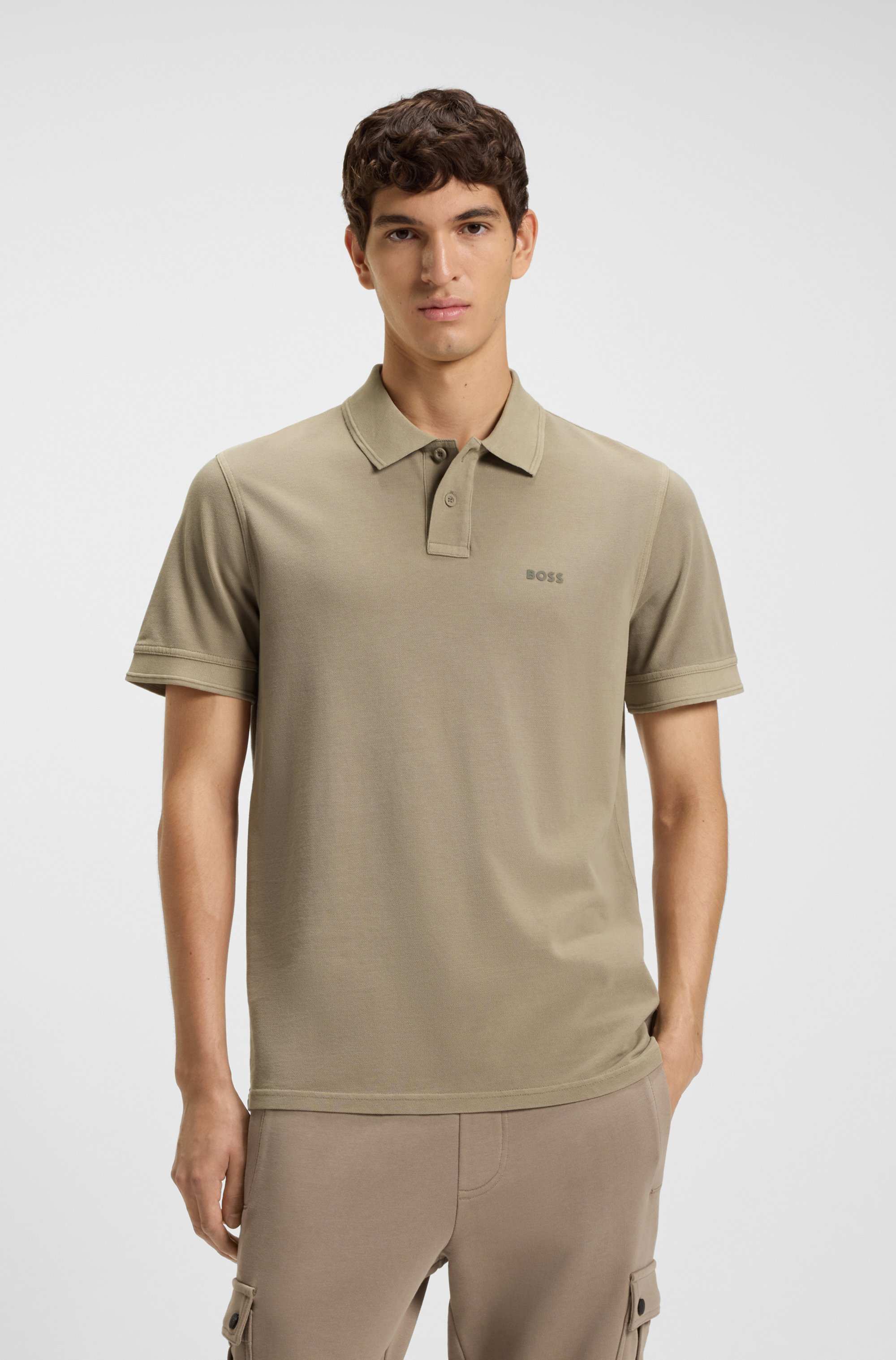 Cotton-piqué polo shirt with logo print
