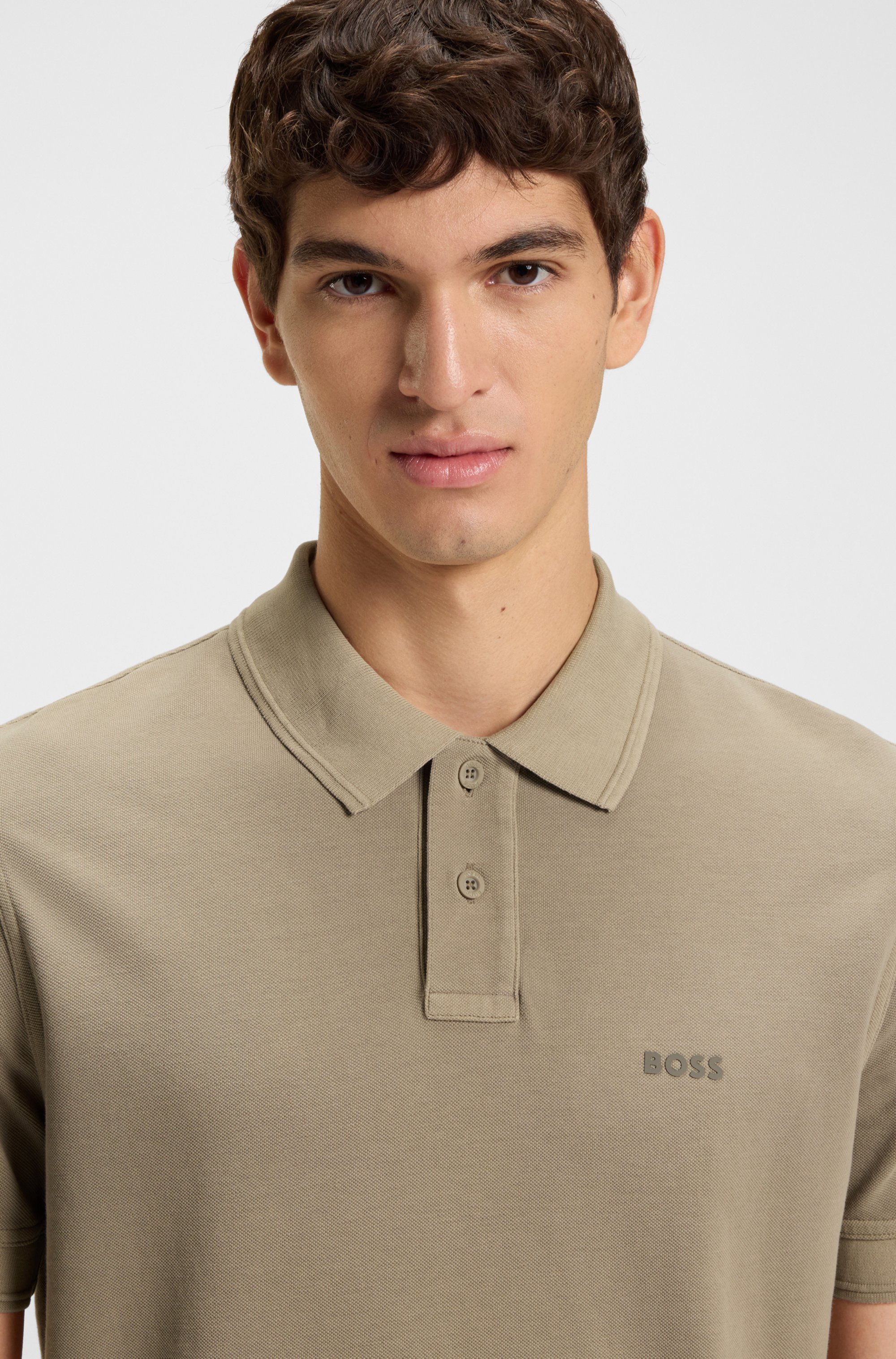 Cotton-piqué polo shirt with logo print