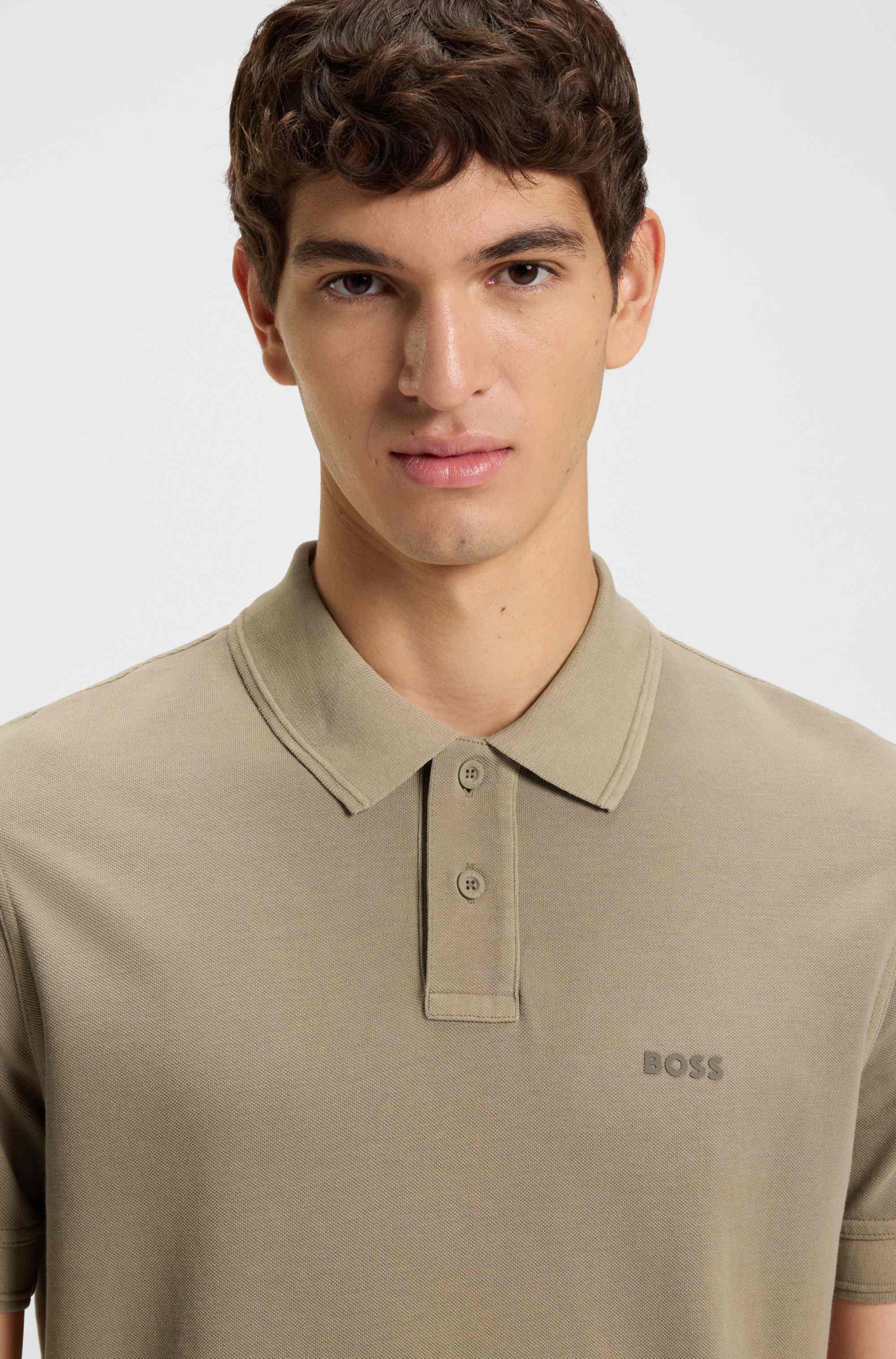 Cotton-piqué polo shirt with logo print