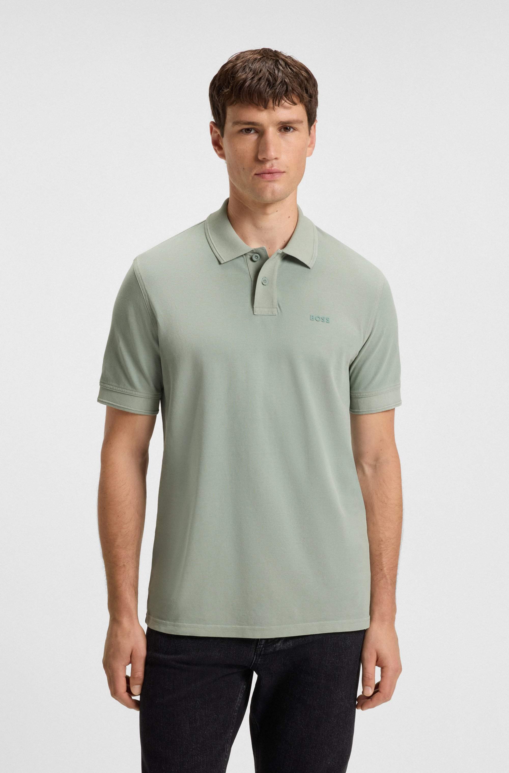 Cotton-piqué polo shirt with logo print