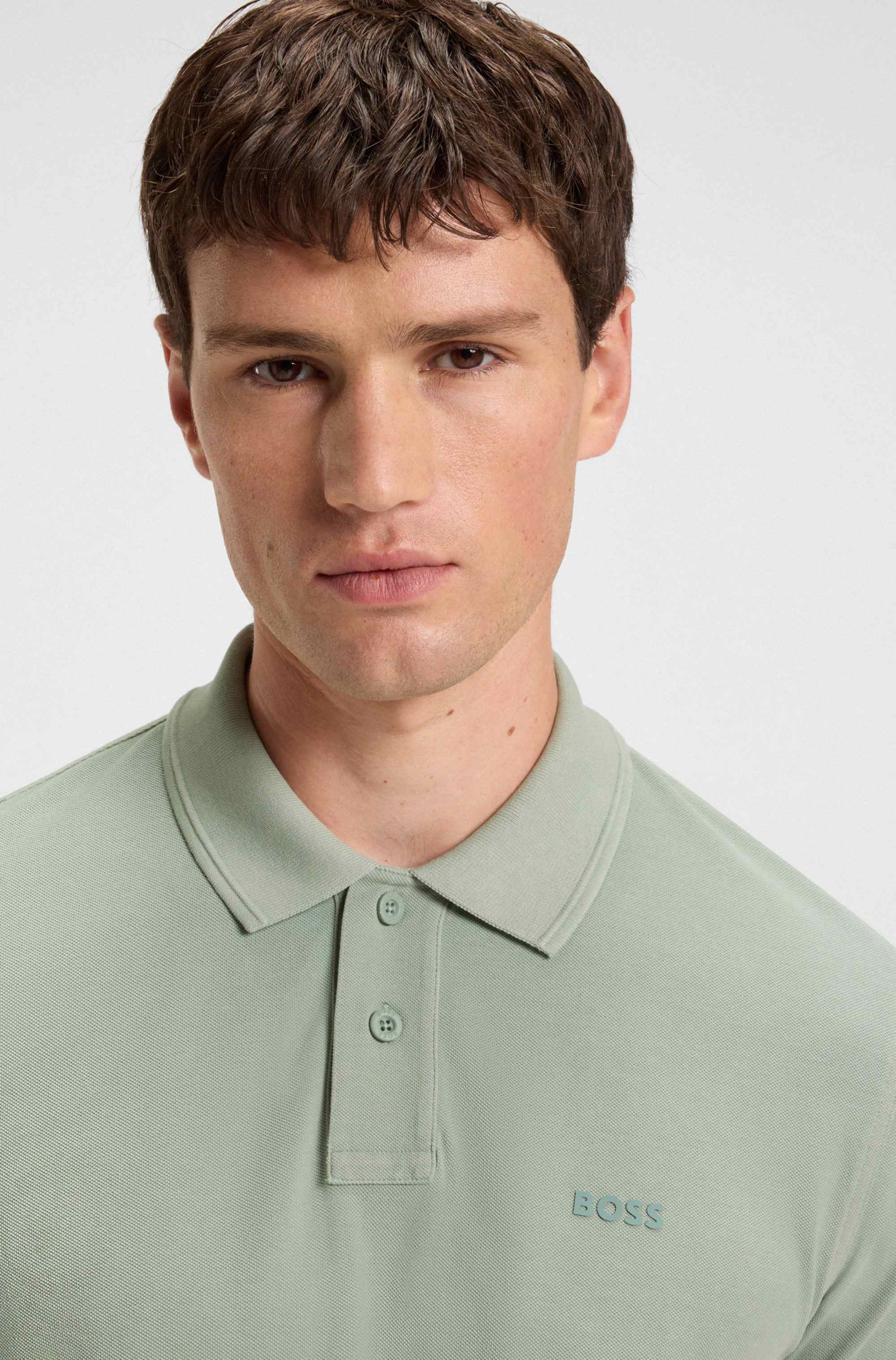 Cotton-piqué polo shirt with logo print