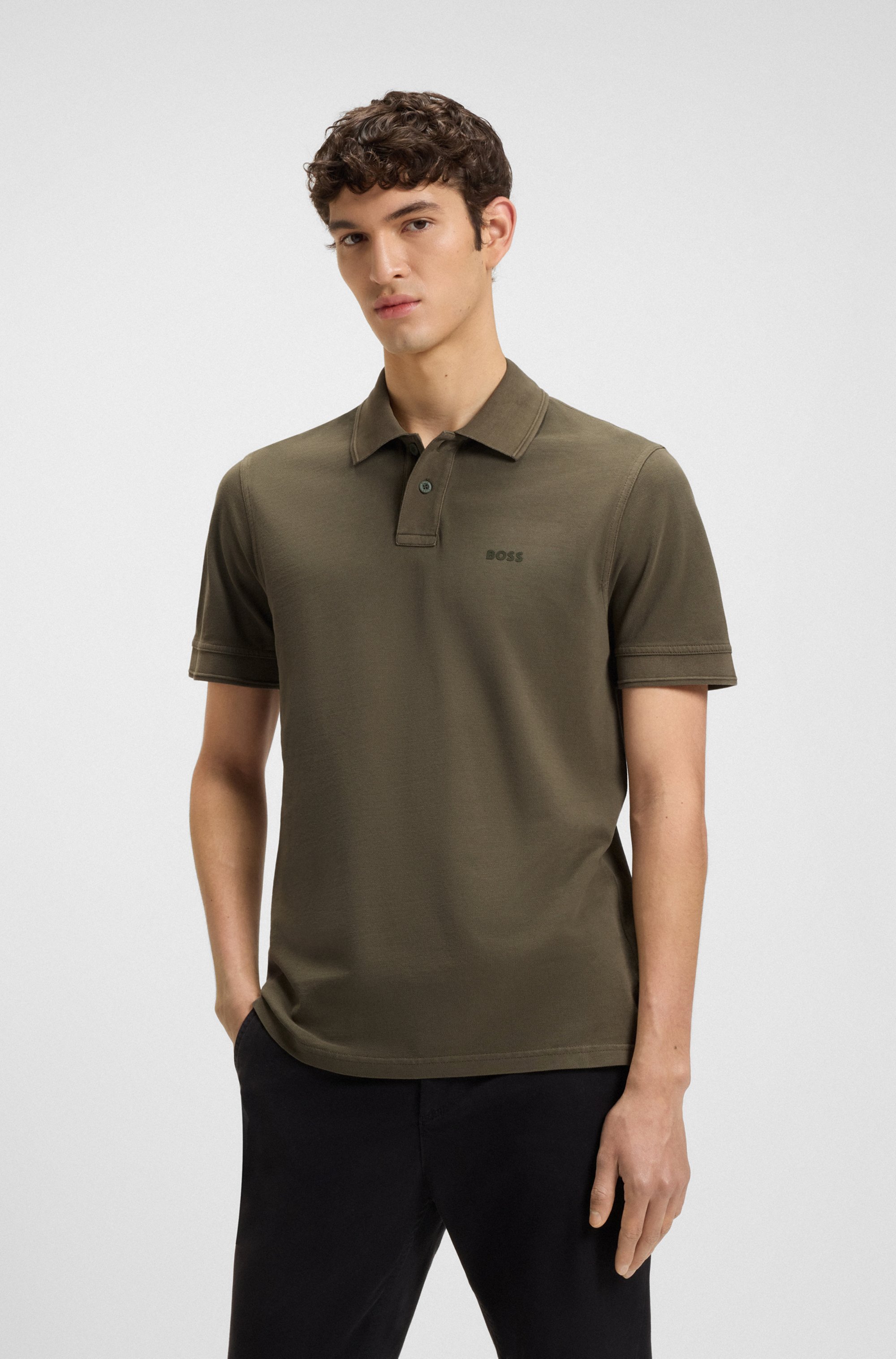 Cotton-piqué polo shirt with logo print