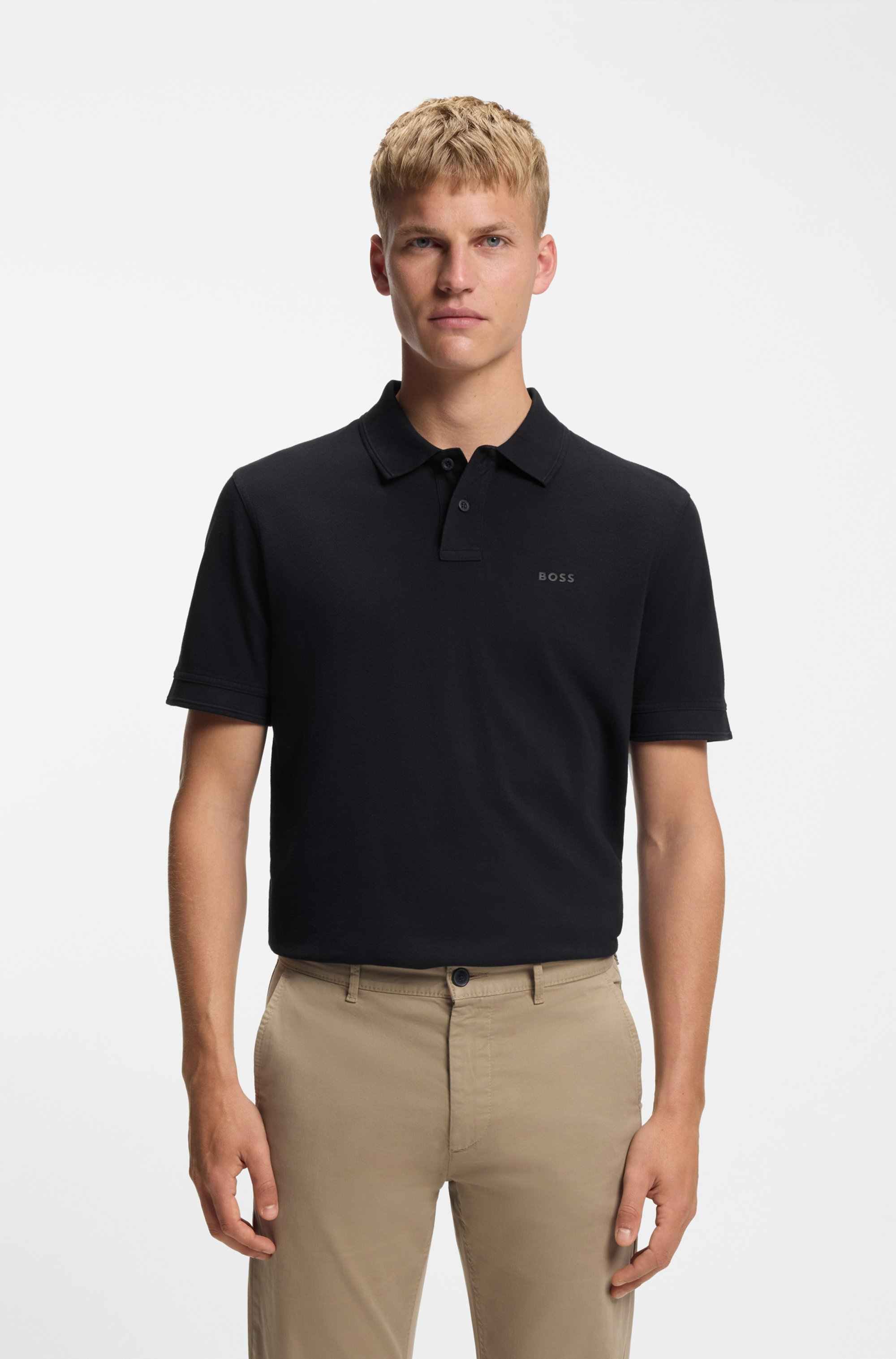 Cotton-piqué polo shirt with logo print