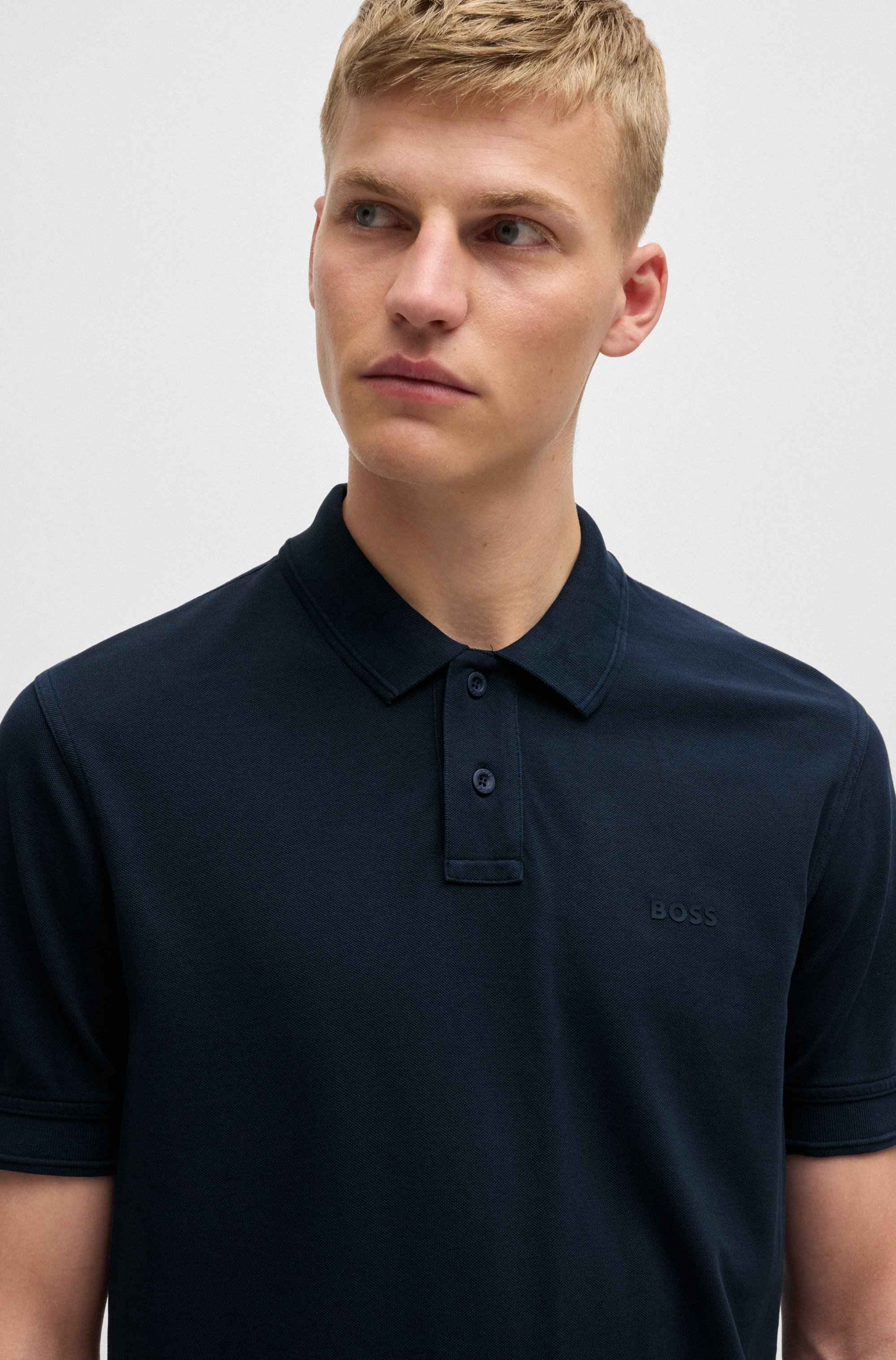Cotton-piqué polo shirt with logo print