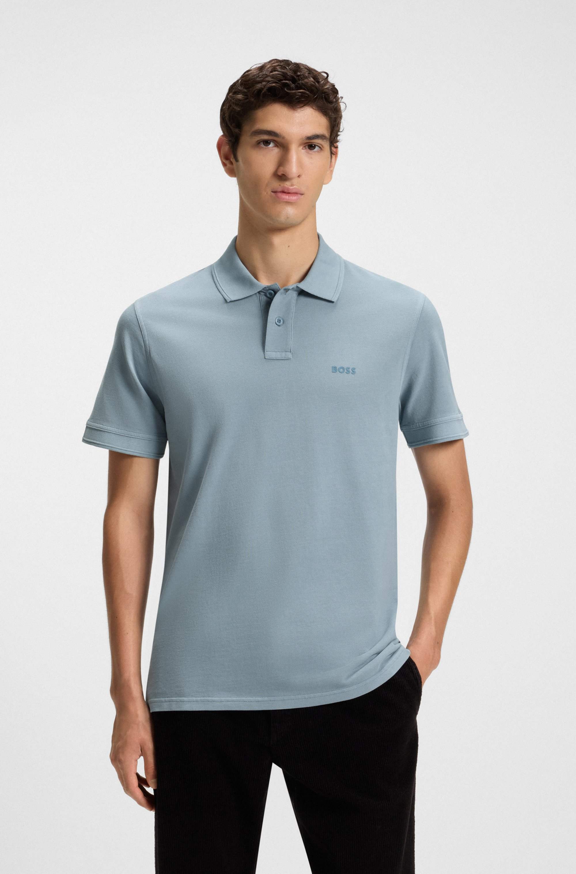 Cotton-piqué polo shirt with logo print