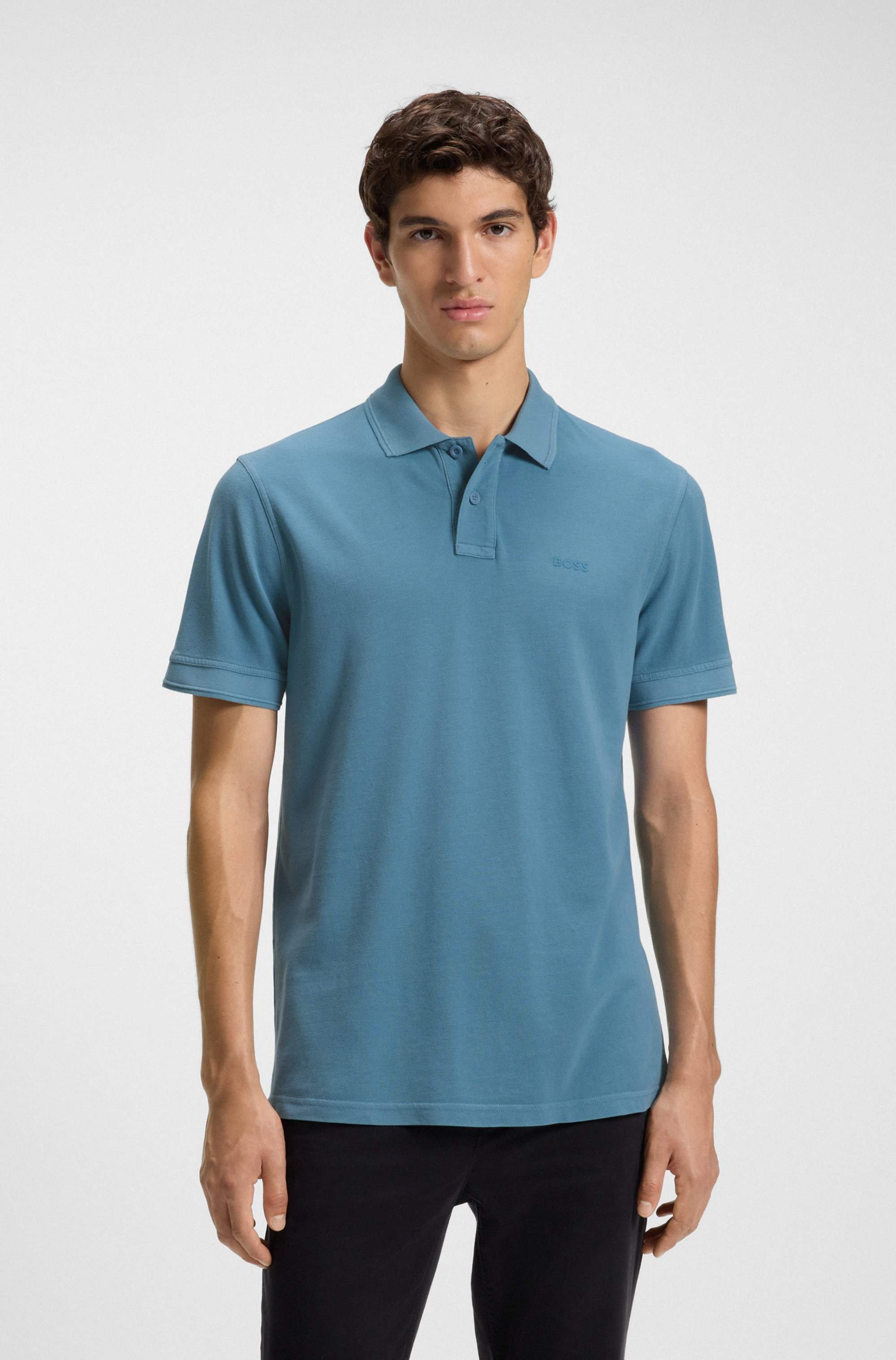 Cotton-piqué polo shirt with logo print