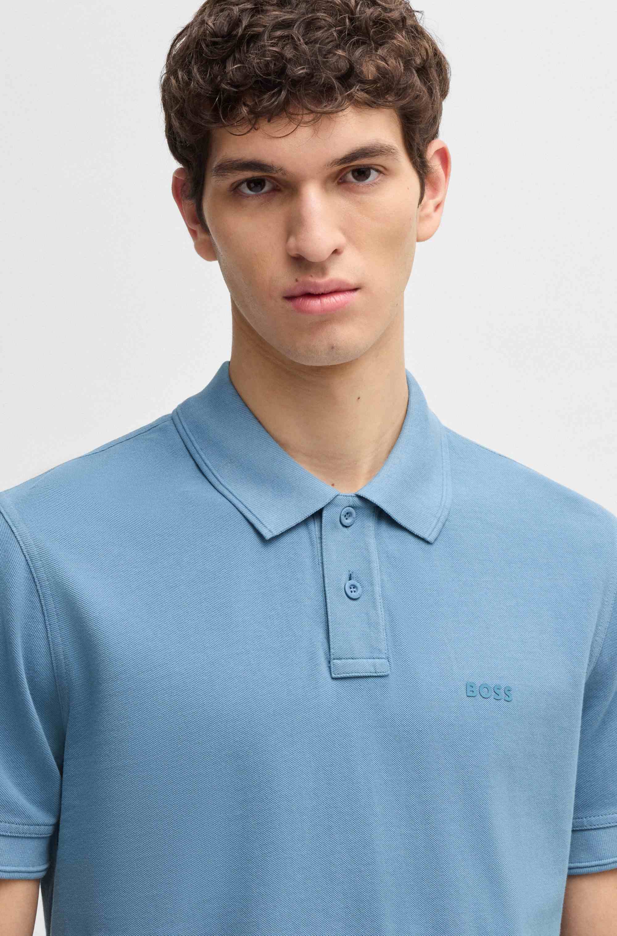 Cotton-piqué polo shirt with logo print