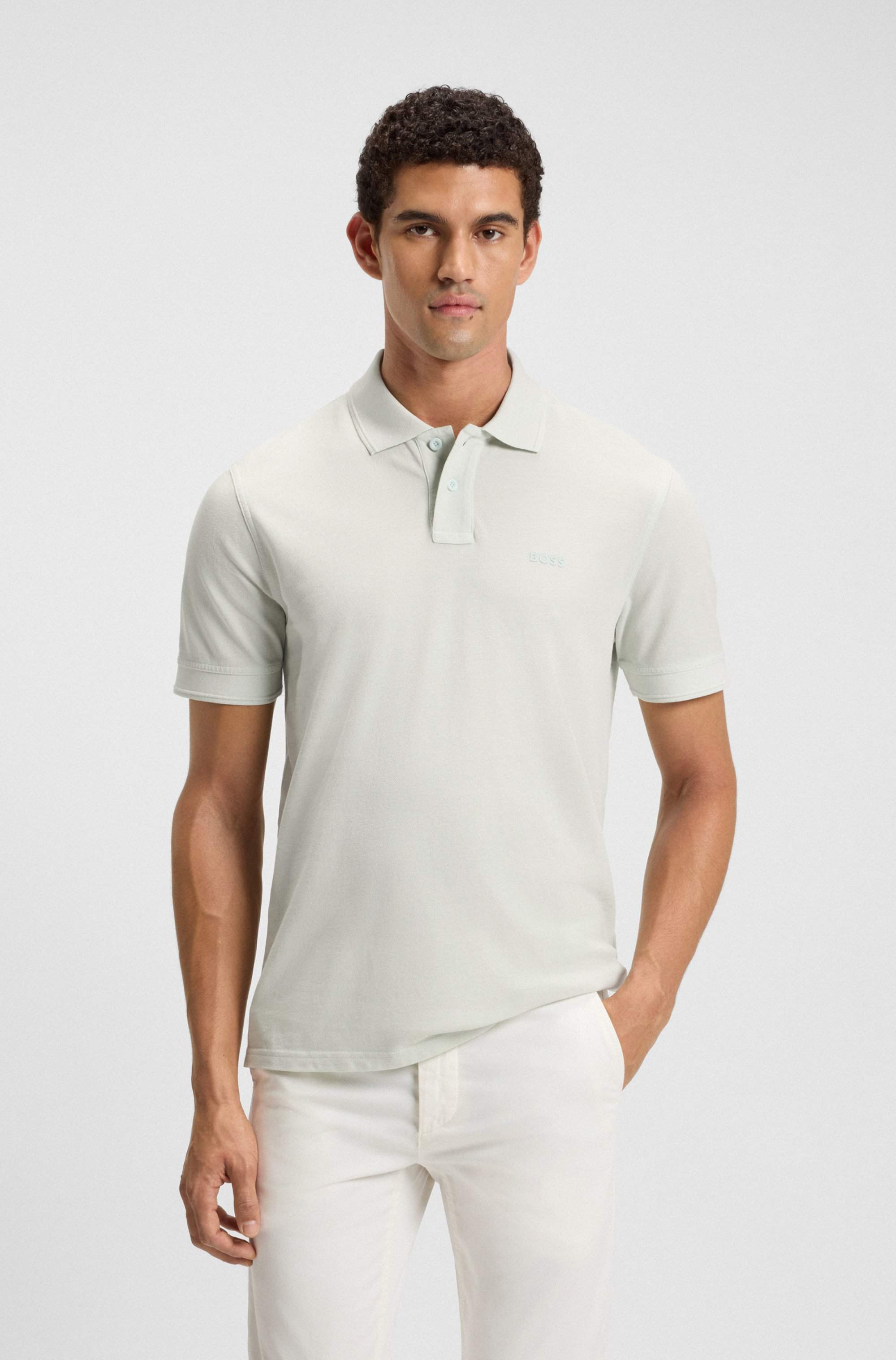 Cotton-piqué polo shirt with logo print