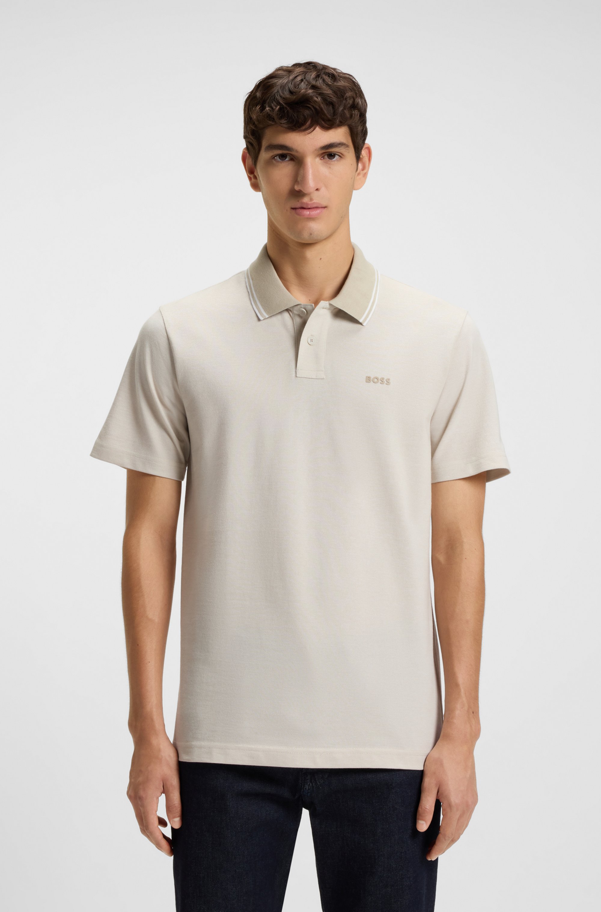 Cotton-piqué polo shirt with logo print