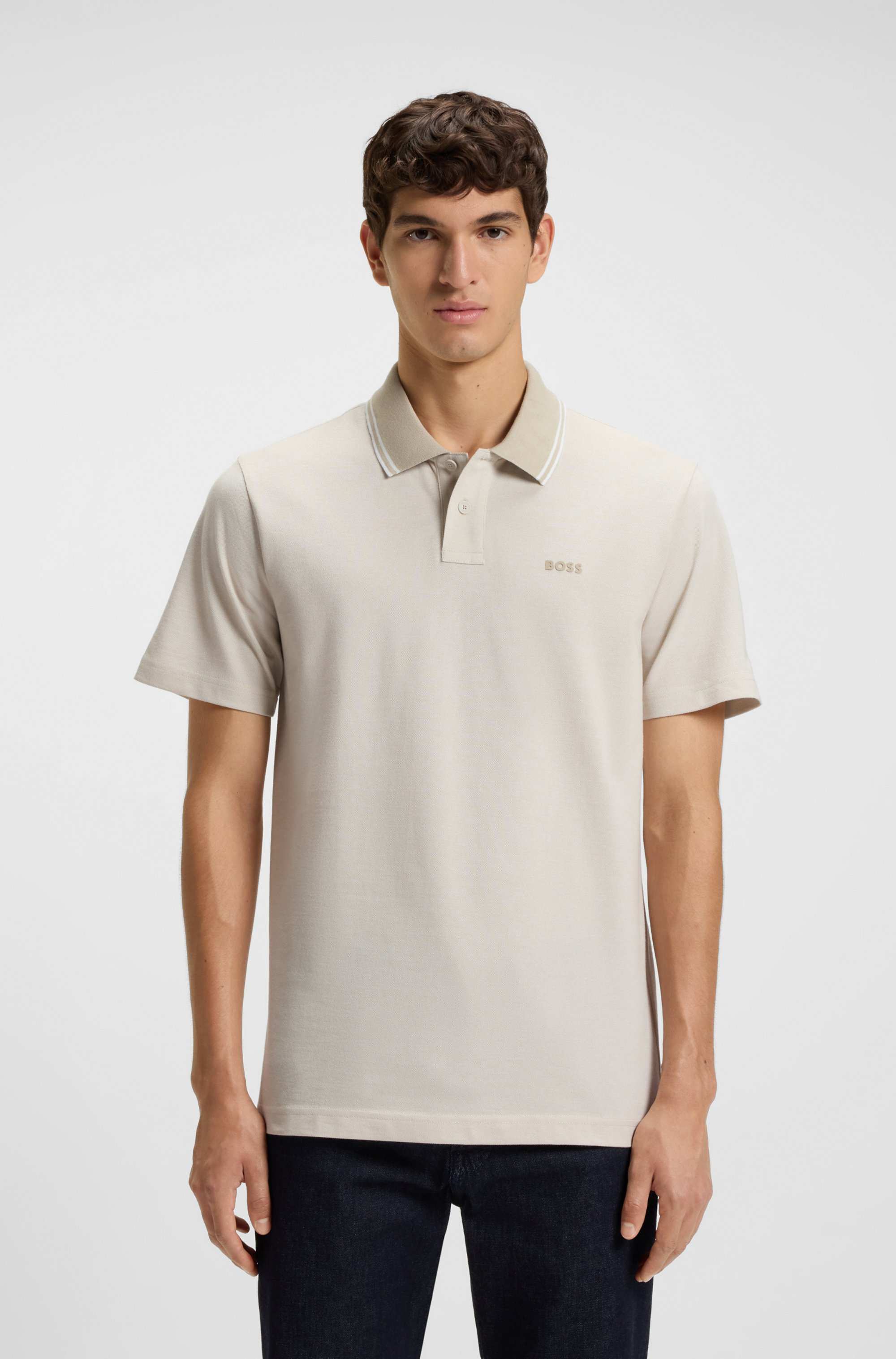 Cotton-piqué polo shirt with logo print