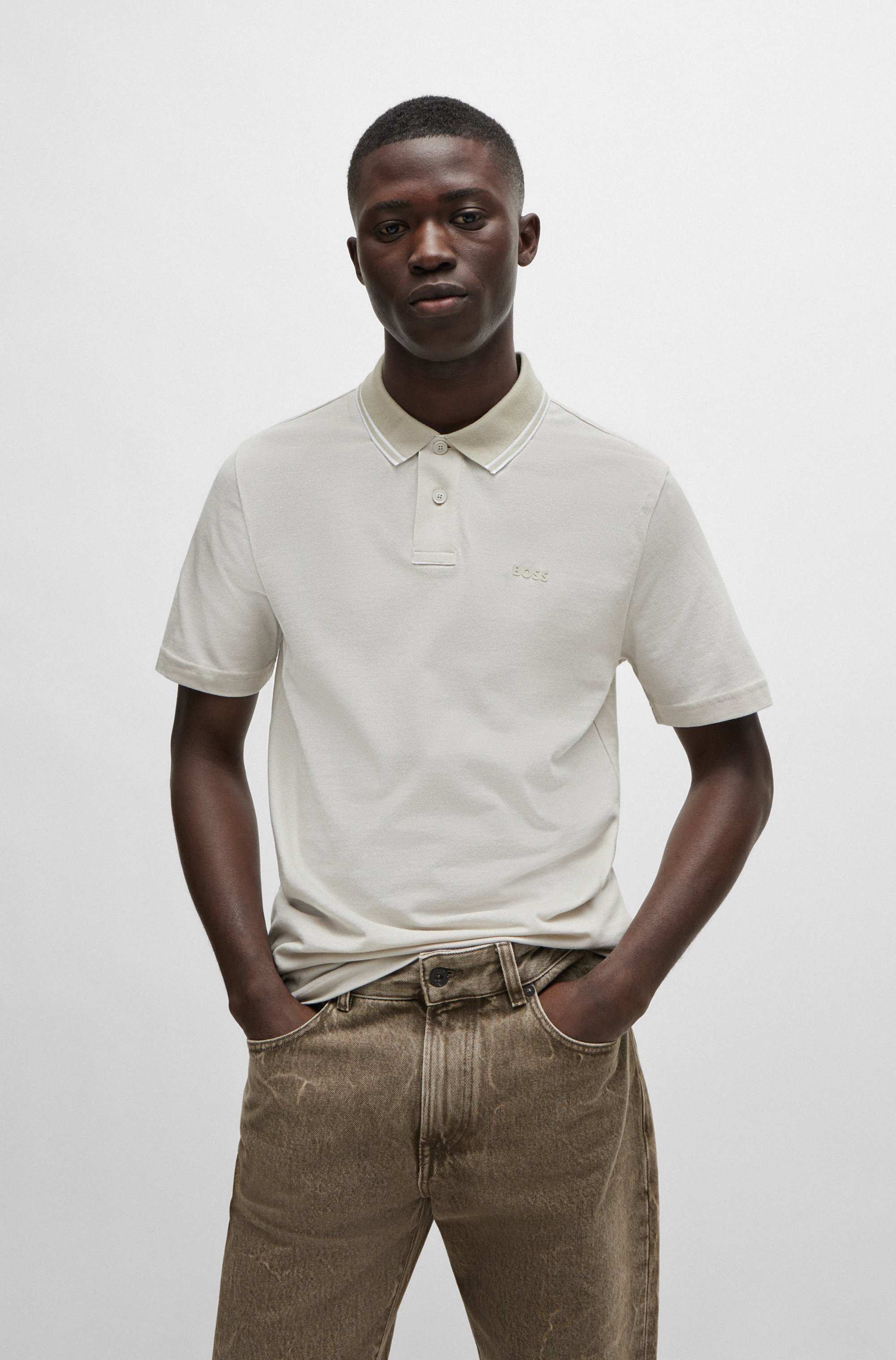 Relaxed-fit polo shirt in Oxford-piqué cotton
