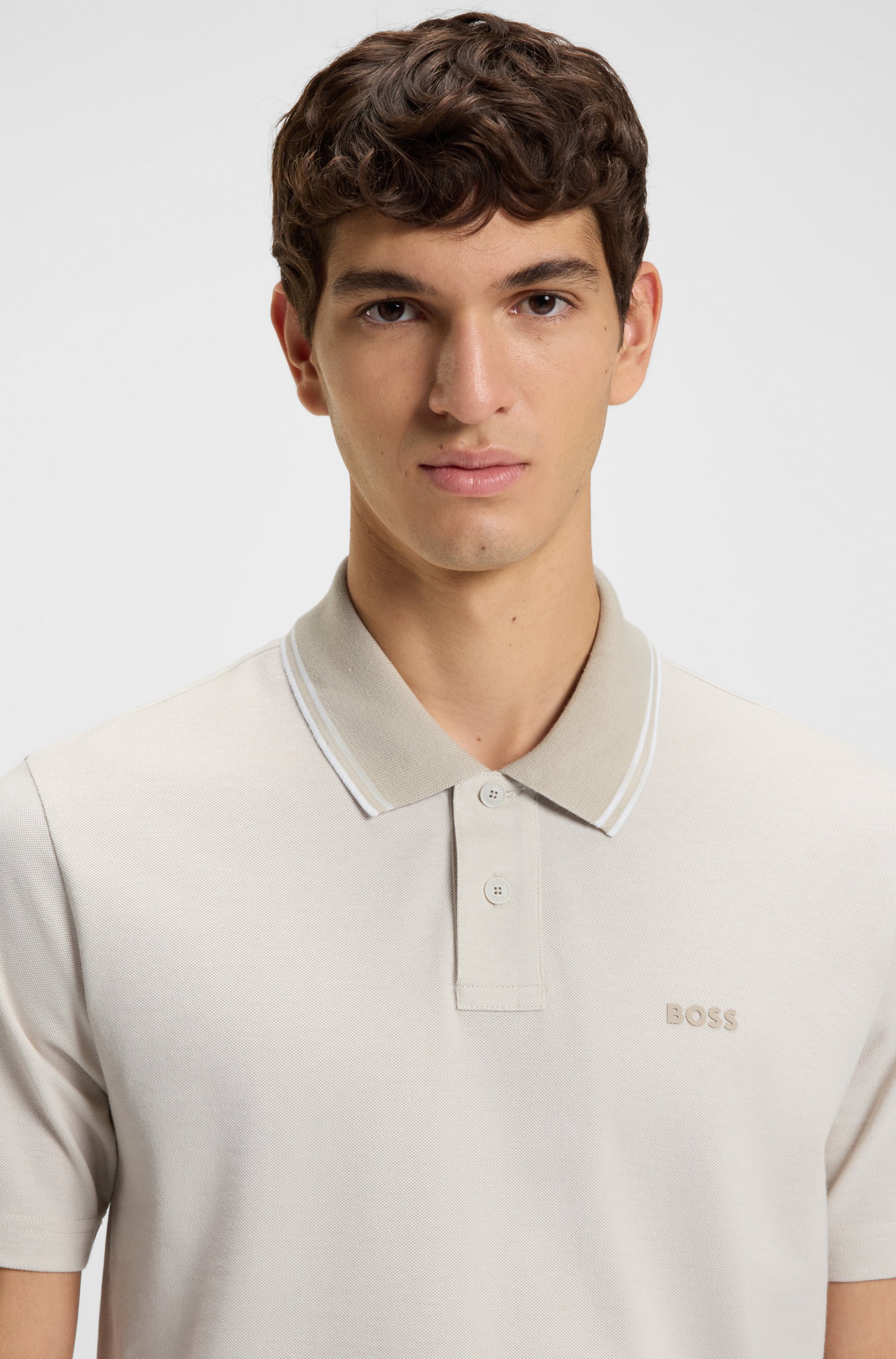 Cotton-piqué polo shirt with logo print