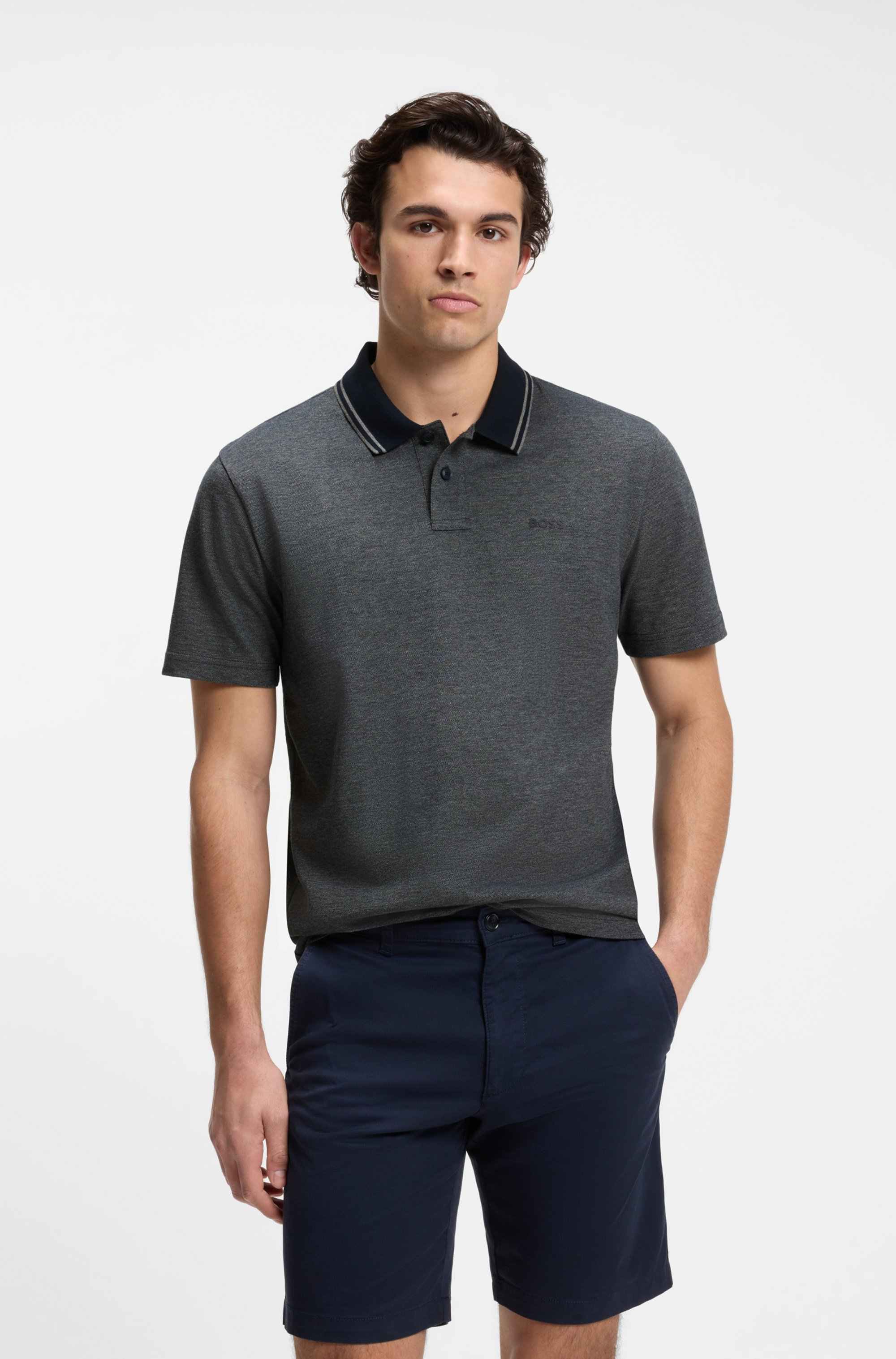 Cotton-piqué polo shirt with logo print