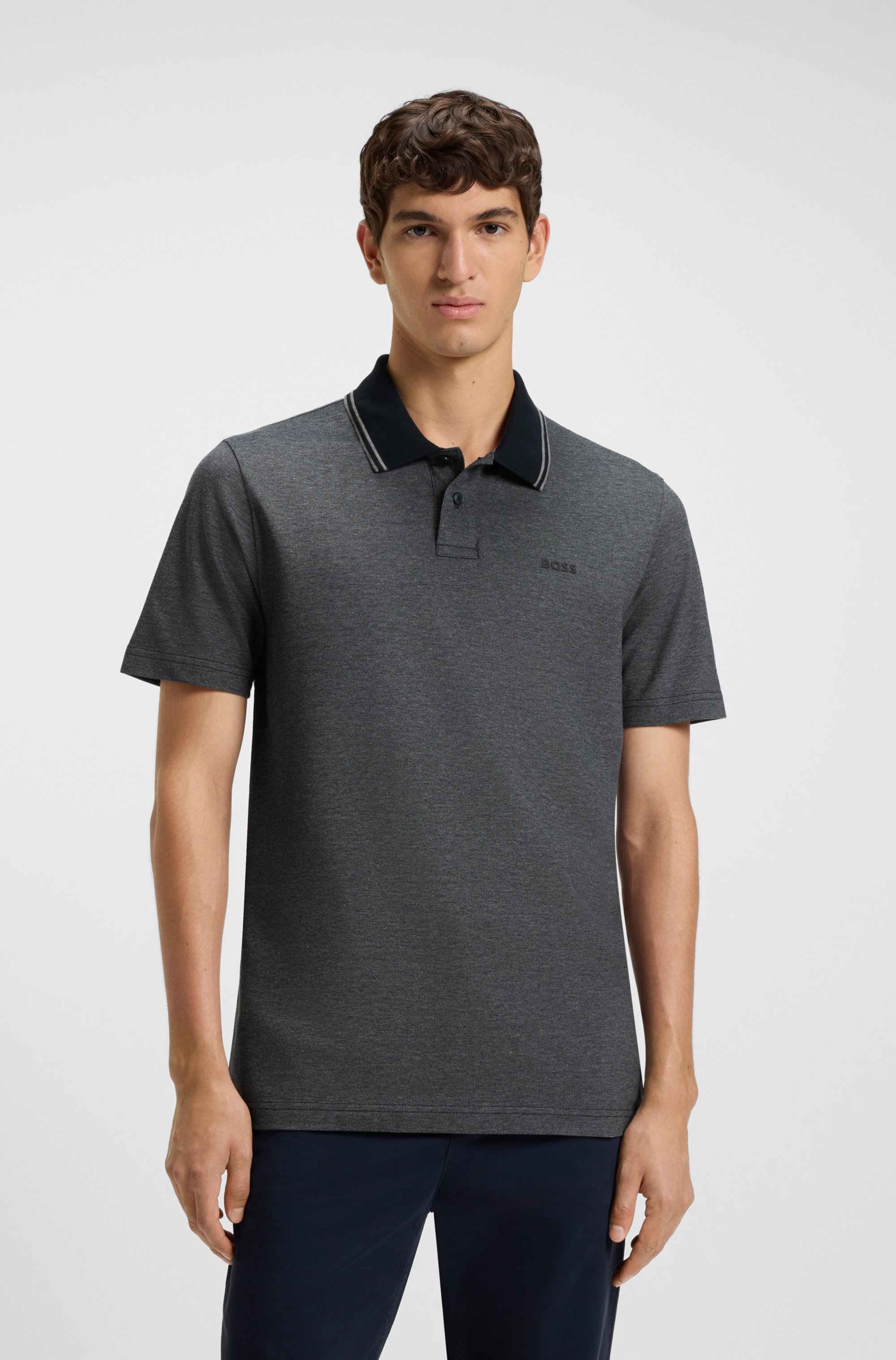 Cotton-piqué polo shirt with logo print