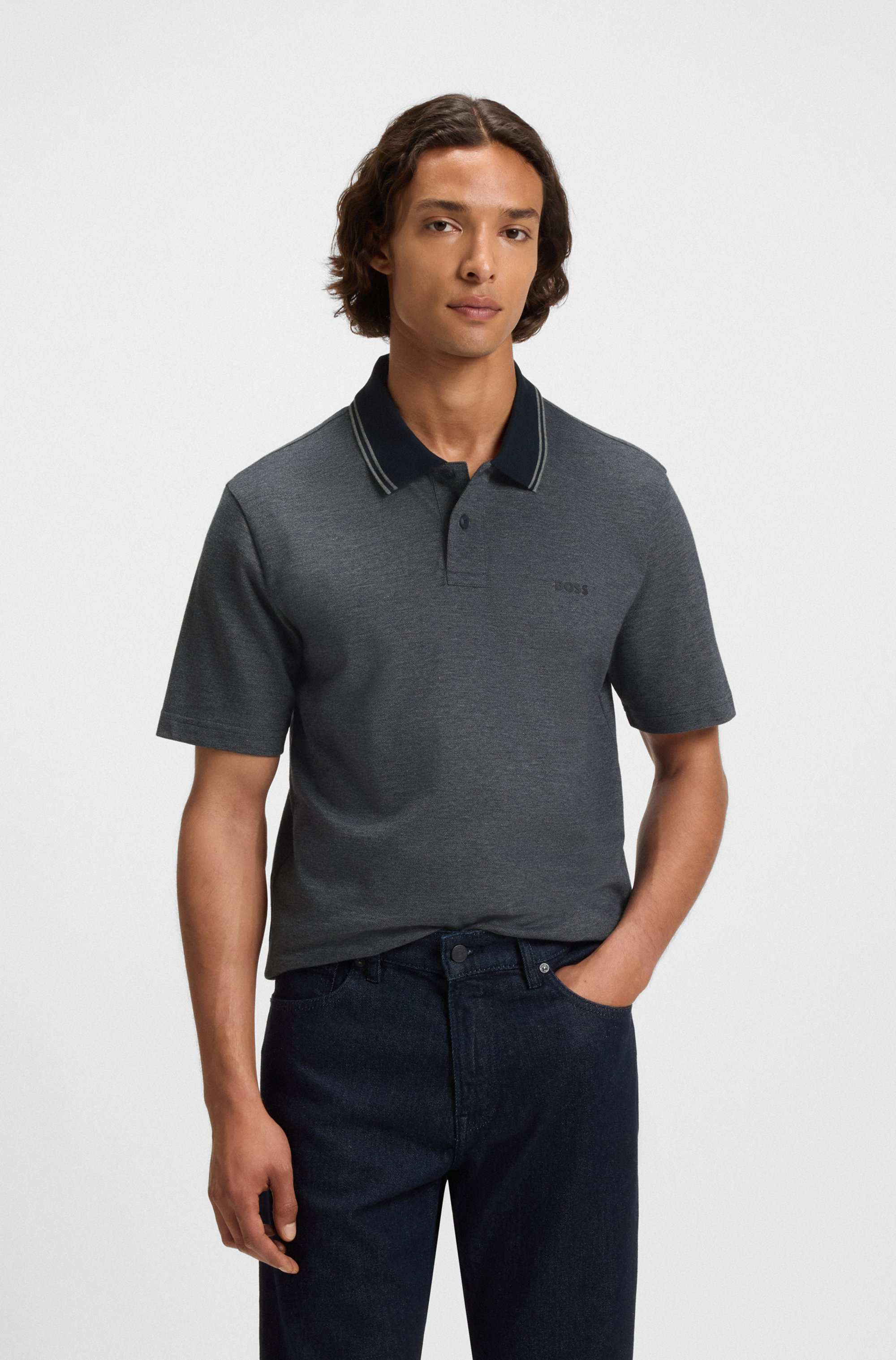 Relaxed-fit polo shirt in Oxford-piqué cotton