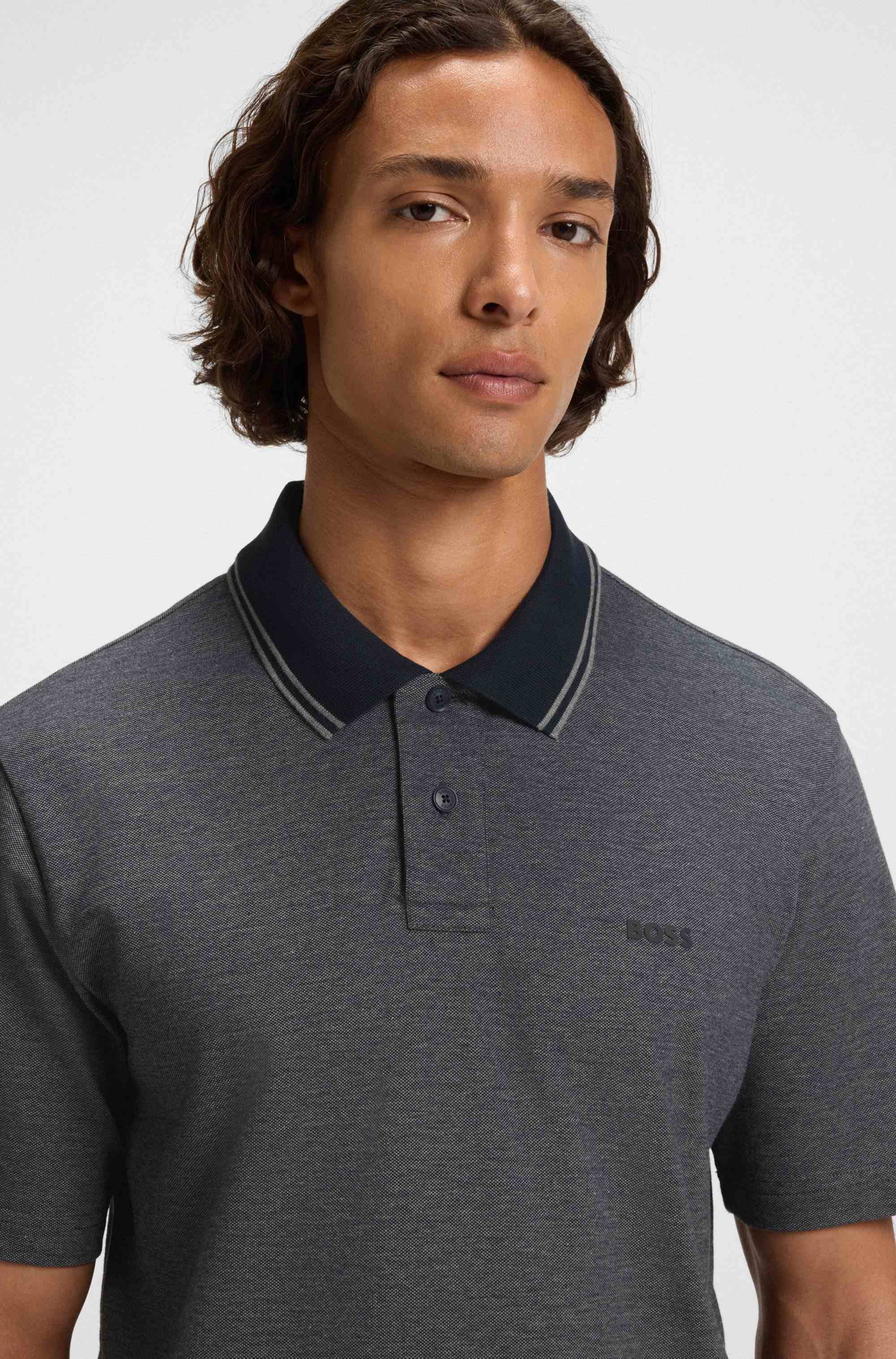 Relaxed-fit polo shirt in Oxford-piqué cotton
