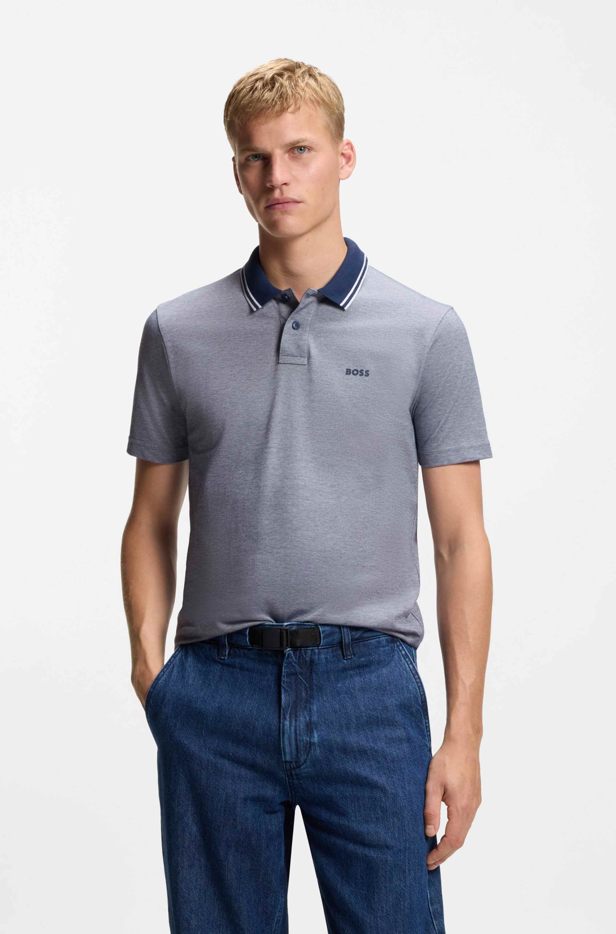 Cotton-piqué polo shirt with logo print