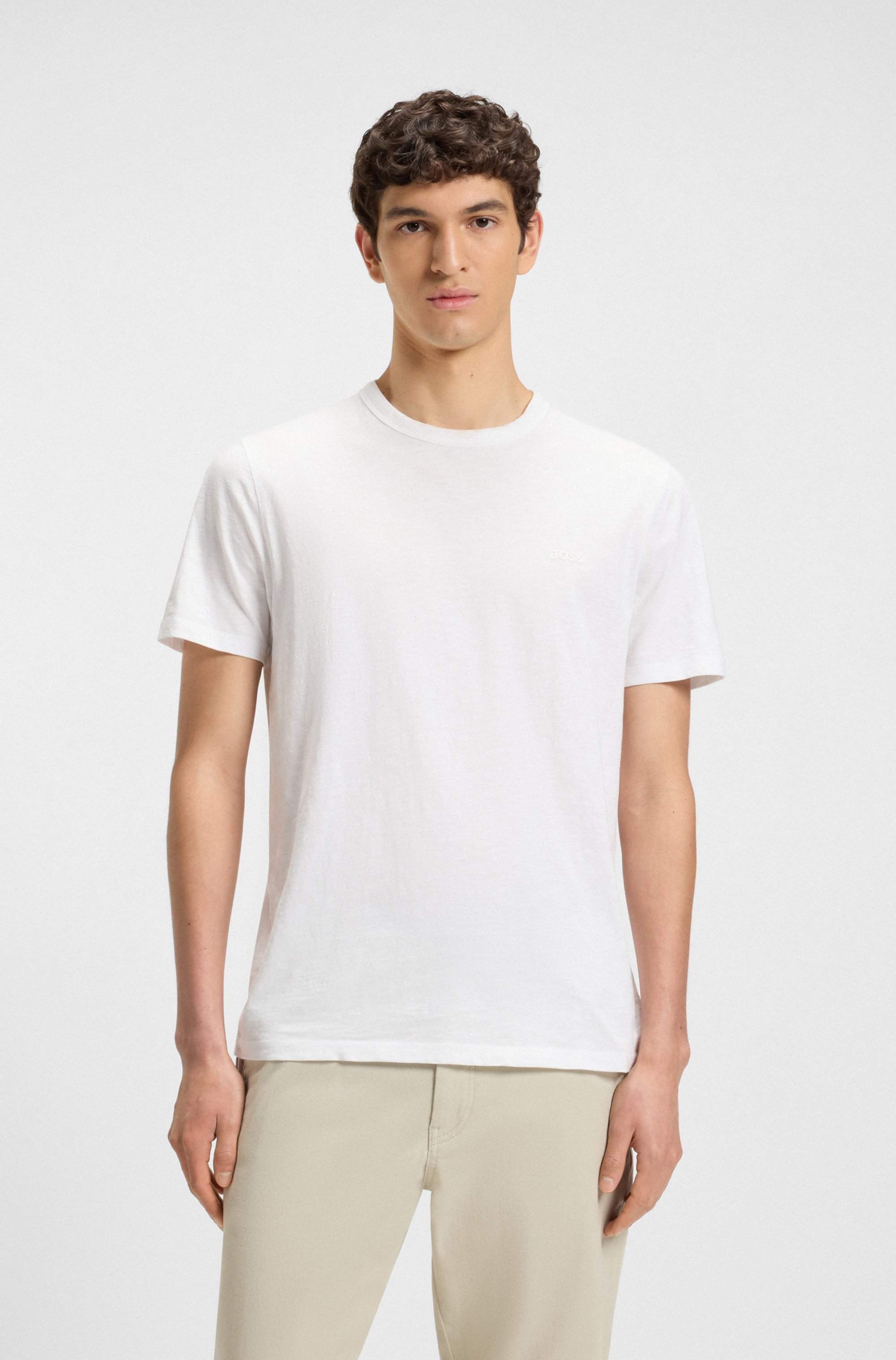 Regular-fit T-shirt in slub cotton with logo detail